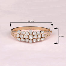 Load image into Gallery viewer, 4.00 CTW Natural Mugal Cut Read Diamond Polki Openable Bangle Bracelet 925 Sterling Silver Rose Gold Plated
