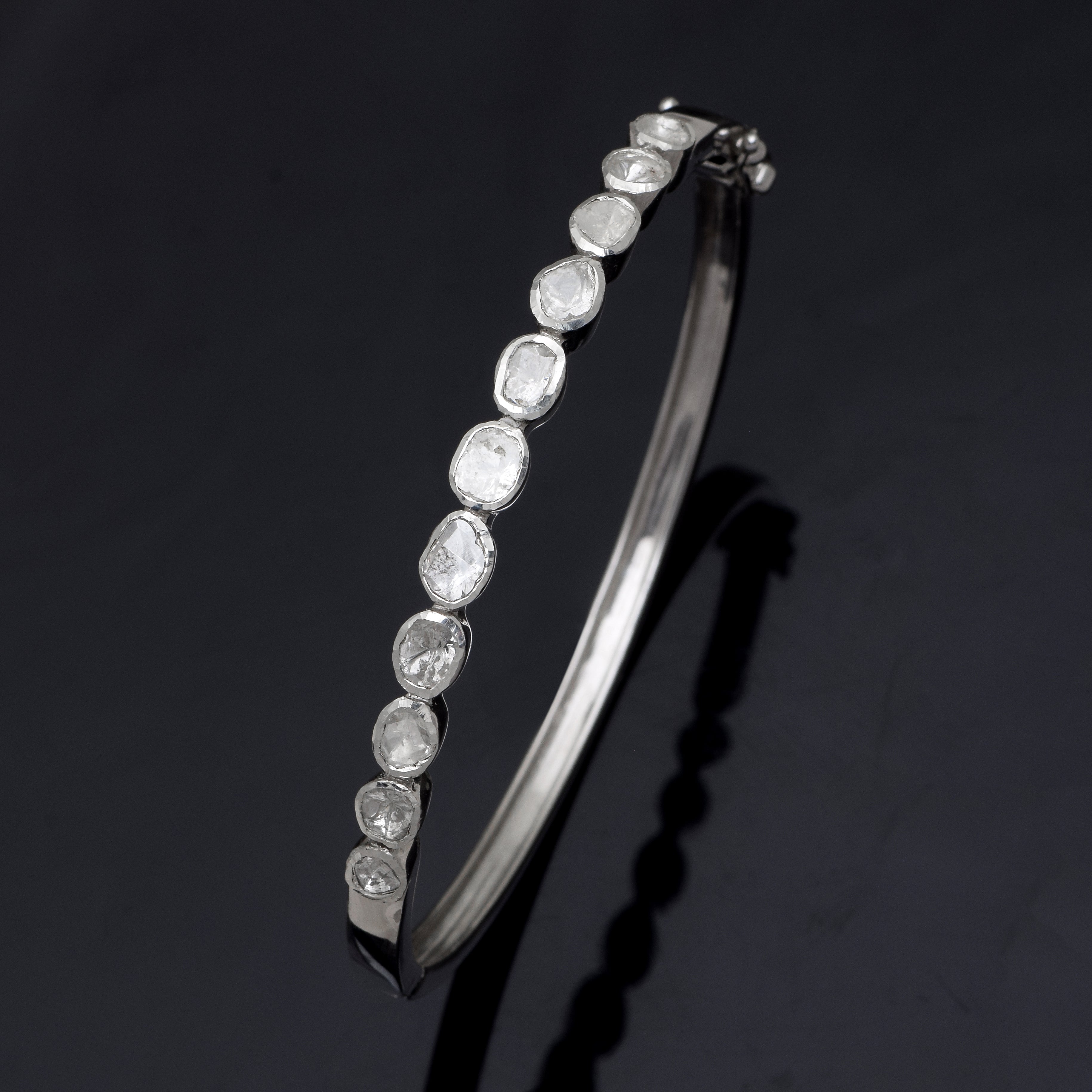 2.20 CTW Diamond Polki Bangle Bracelet