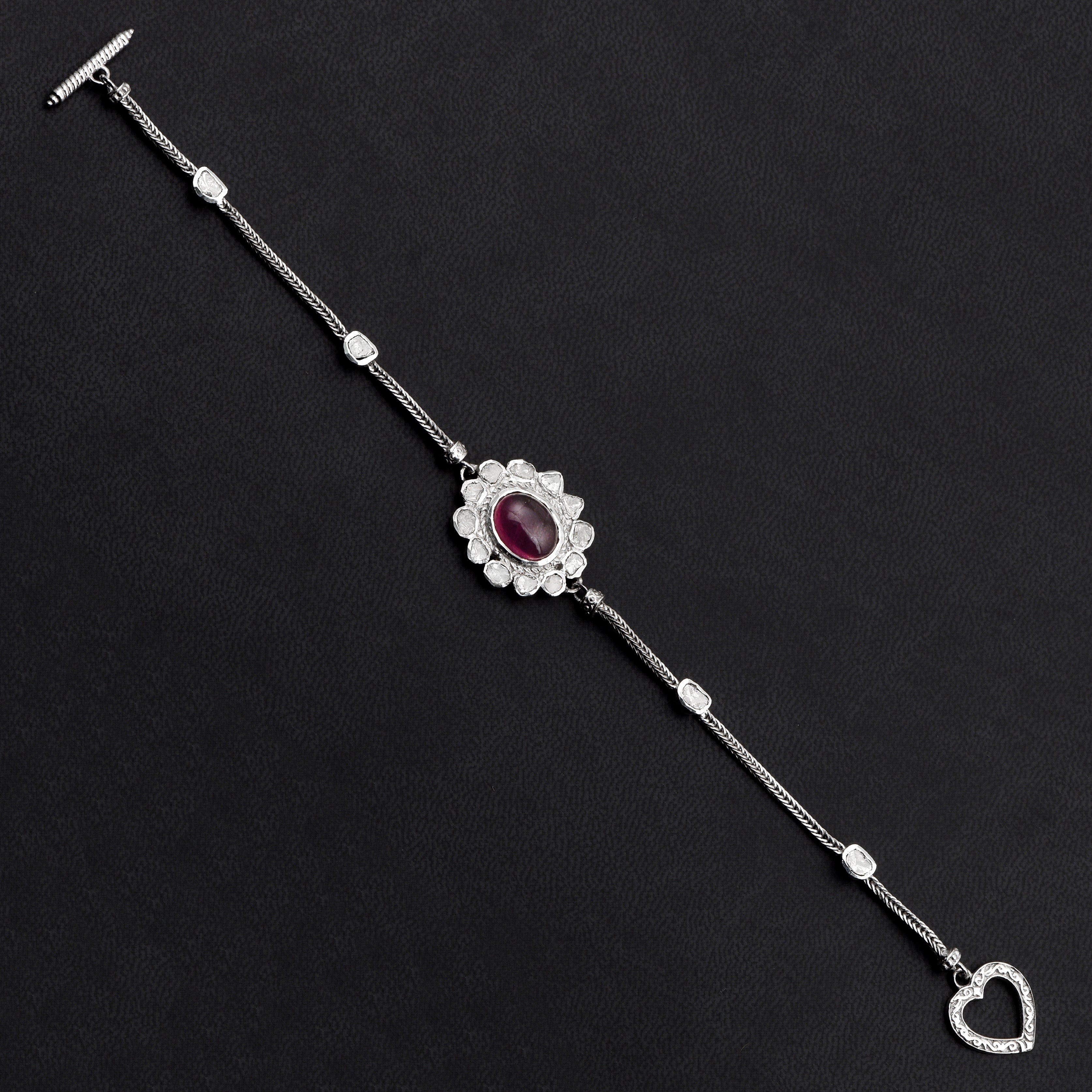 2 CTW Diamond Polki Tourmaline Bracelet