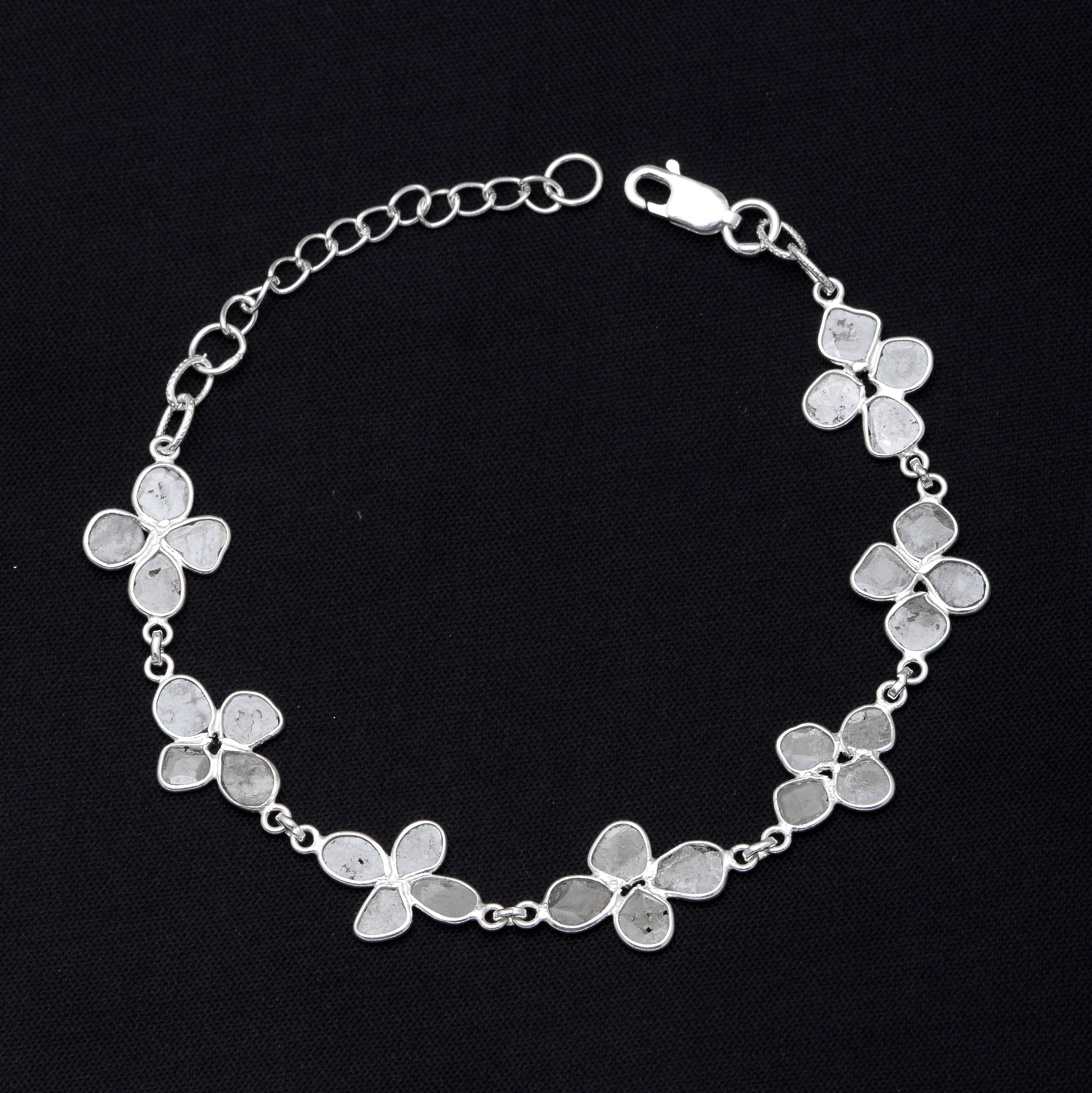 2 CTW Diamond Polki Floral Bracelet