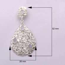 Load image into Gallery viewer, 6 CTW Diamond Polki Rainbow Moonstone Pear Dangle Floral Earring
