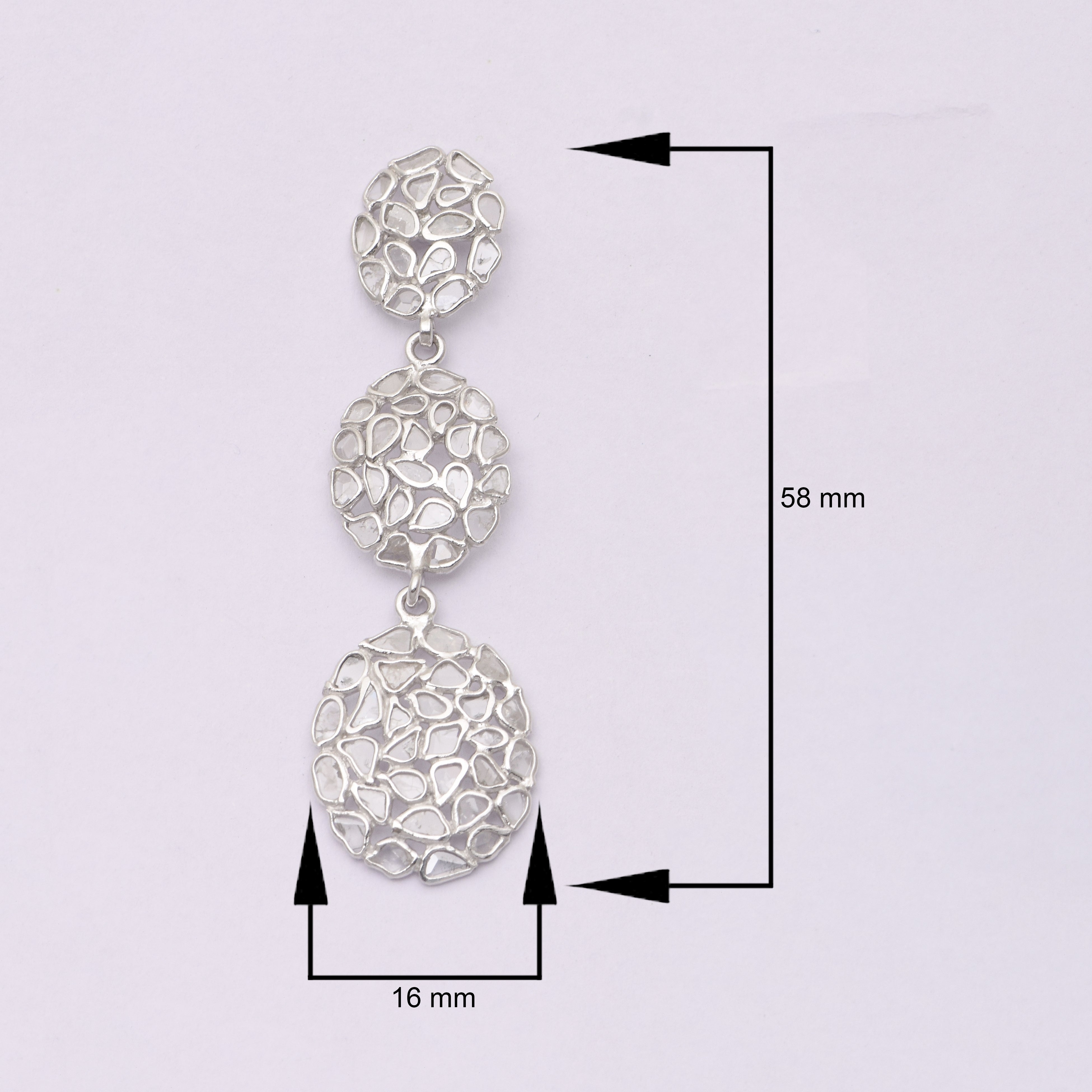 6 CTW Diamond Polki Long Chain Dangle Earrings