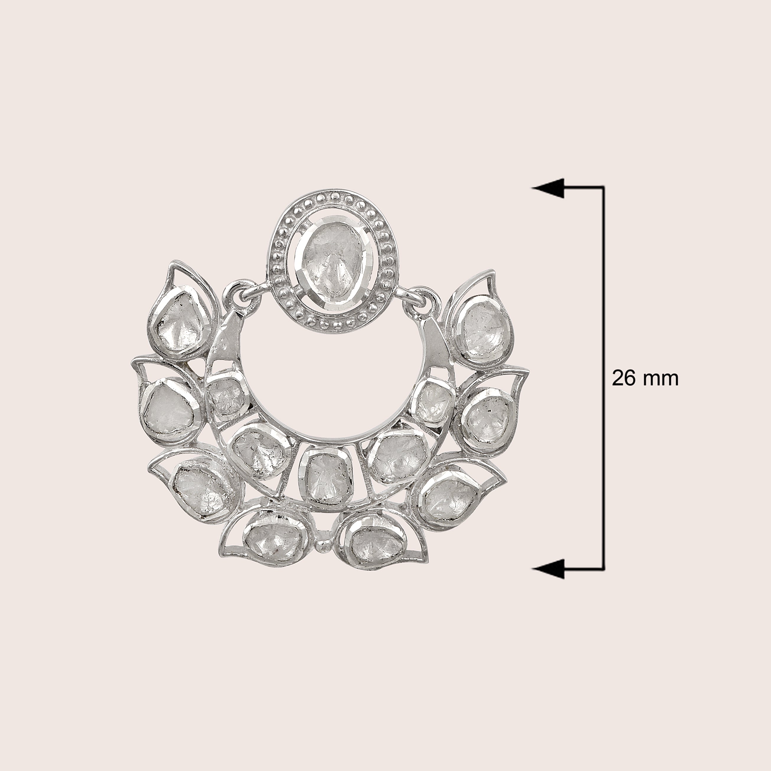 1.80 CTW Diamond Polki Chandbali Earrings