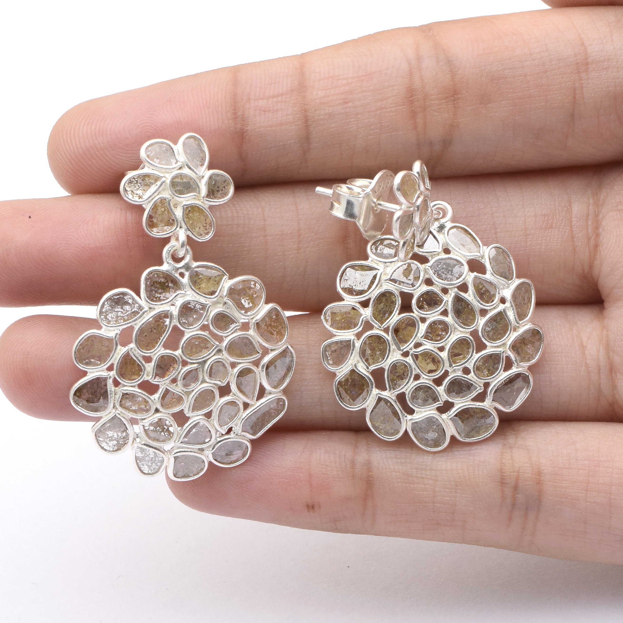 4 CTW Diamond Polki Pear Dangle Earrings