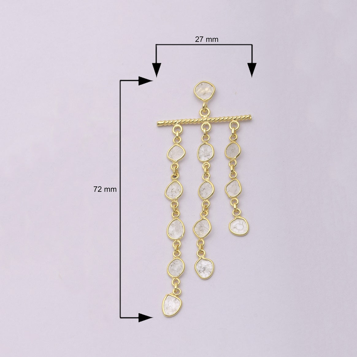 3.00 CTW Diamond Polki Dangle Chandelier Earrings