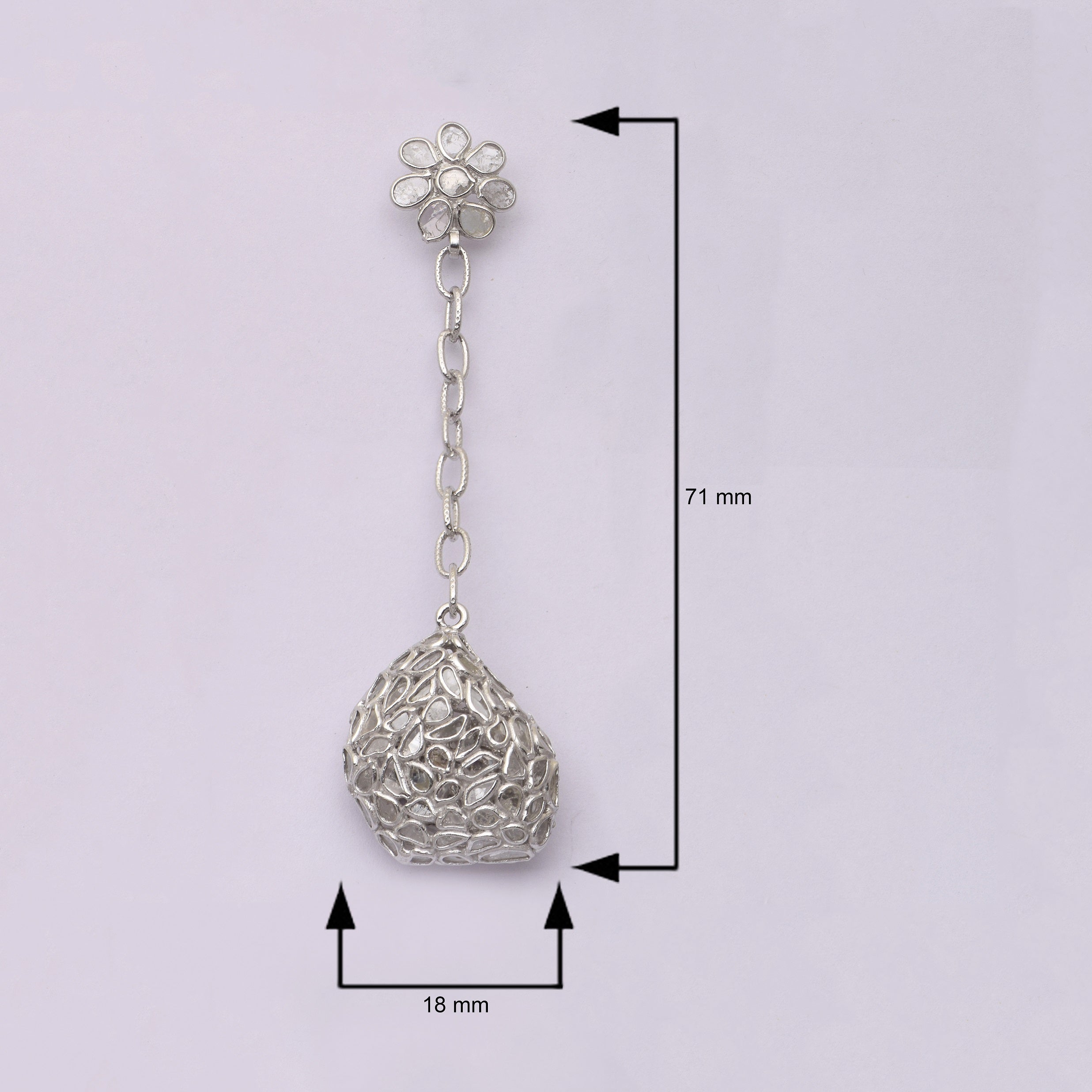 6.25 CTW Diamond Polki Long Dangle Chain Earrings