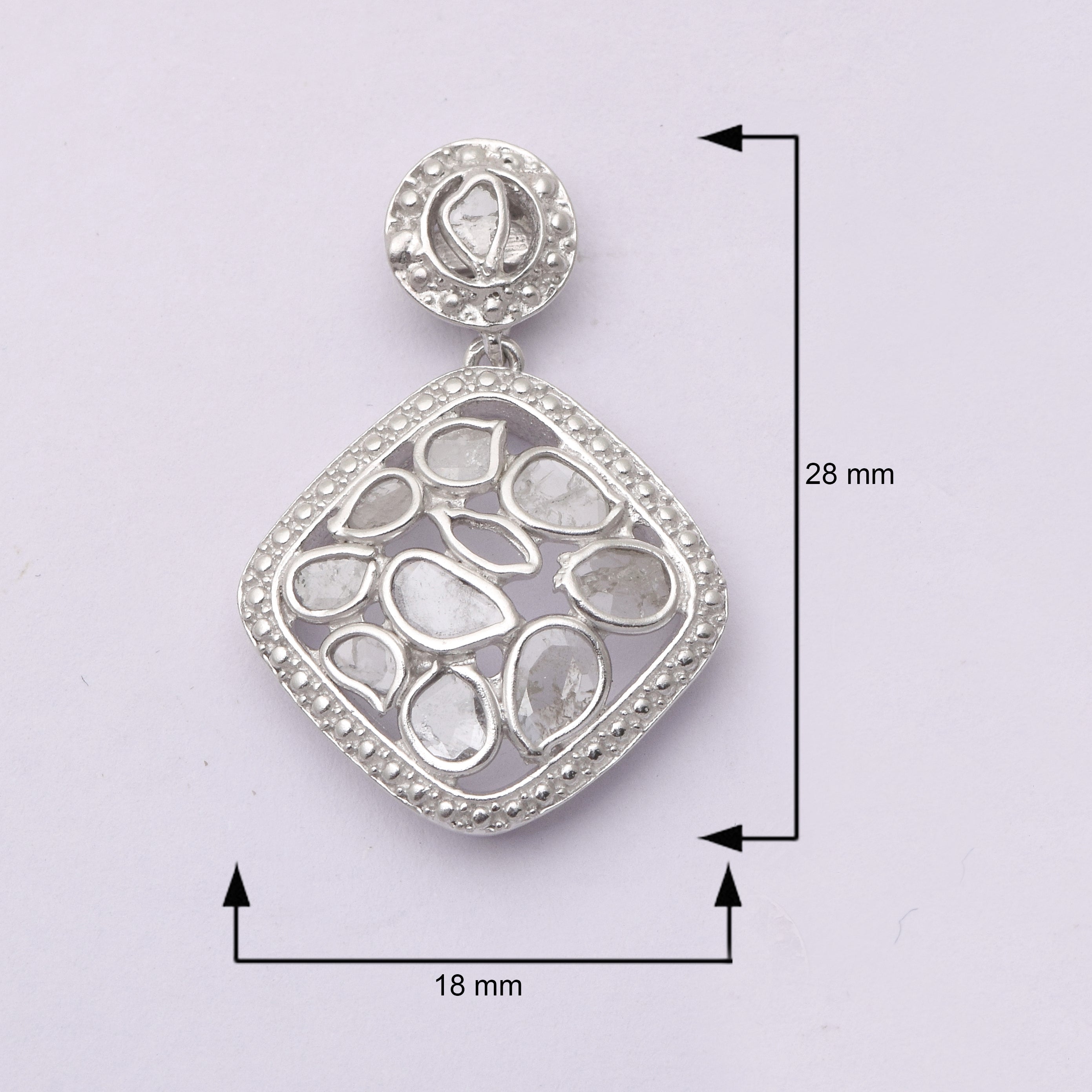 1 CTW Diamond Polki Square Dangle Earrings