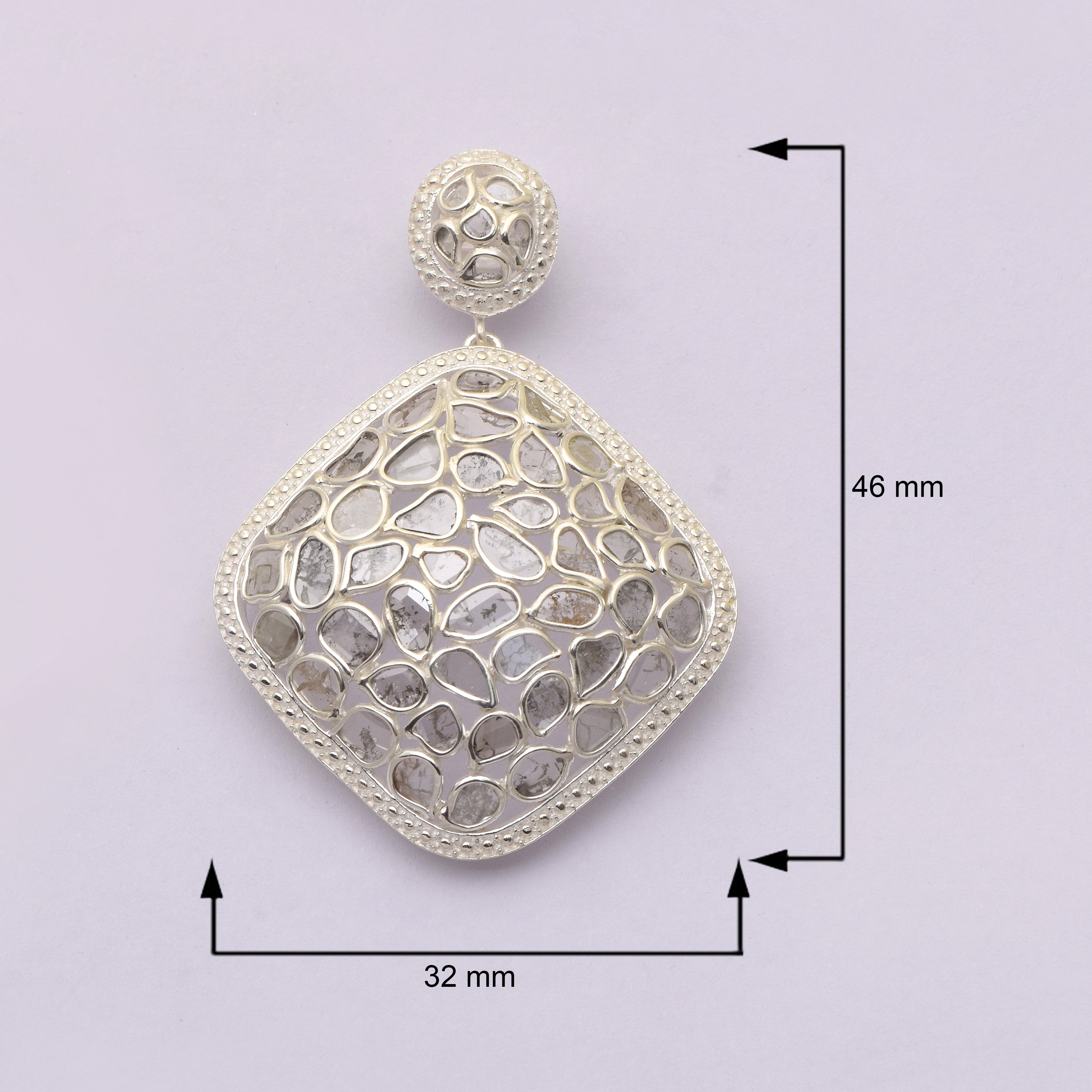 6.70 CTW Diamond Polki Square Dangle Earrings