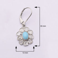 Load image into Gallery viewer, 2.50 CTW Diamond Polki Turquoise Floral Dangle Earrings
