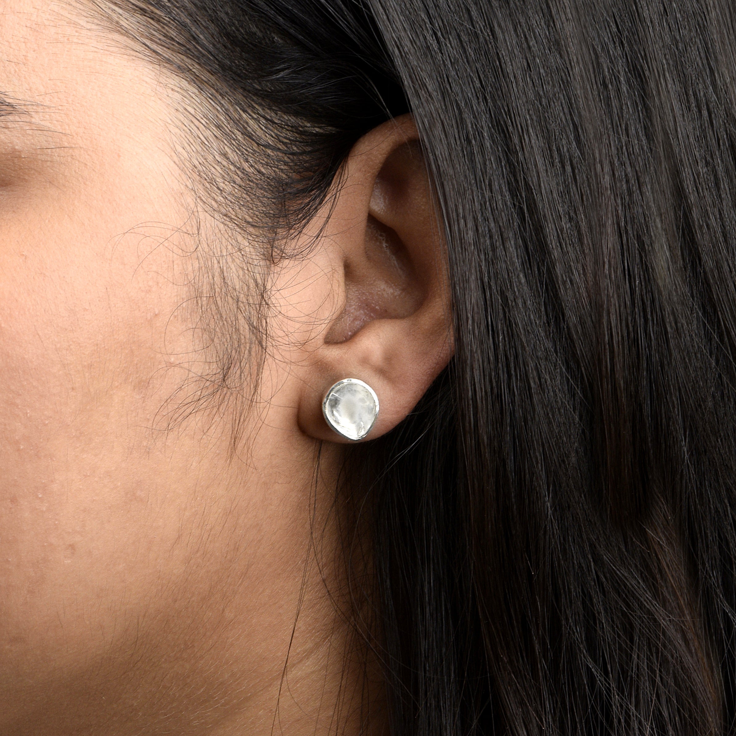 2 CTW Diamond Polki Solitaire Stud Earrings