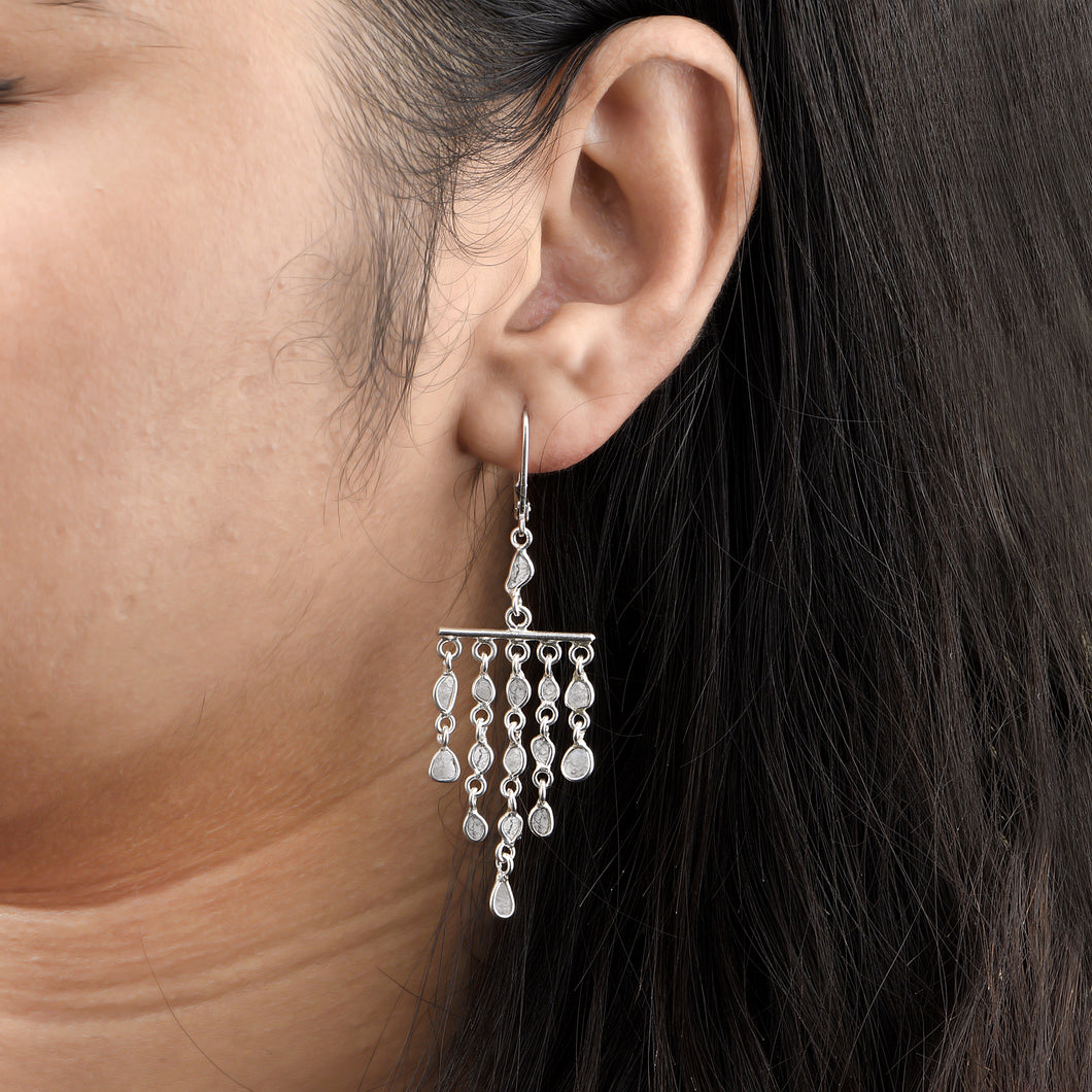 1.50 CTW Diamond Polki Dangle Chandelier Earrings