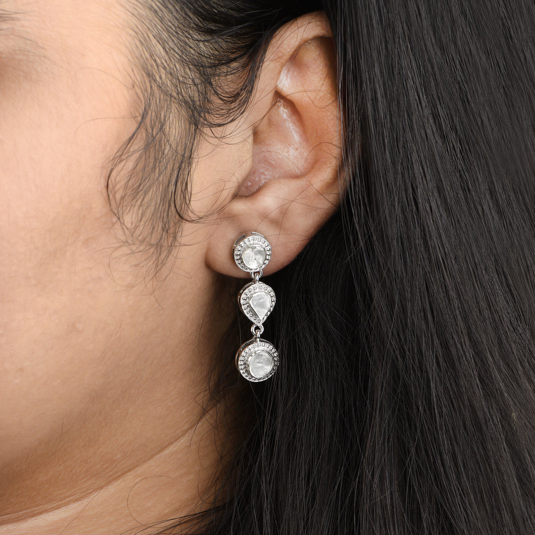 1 CTW Diamond Polki Dangle Earrings
