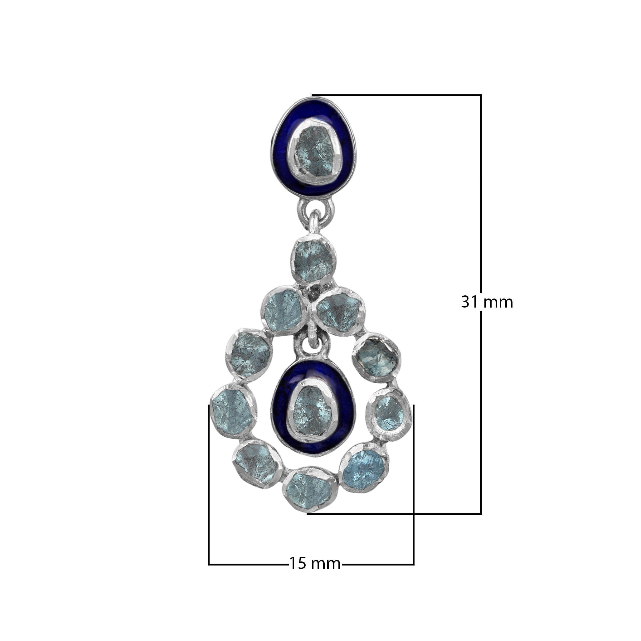 1.50 CTW Blue Polki Diamond Dangle Earrings