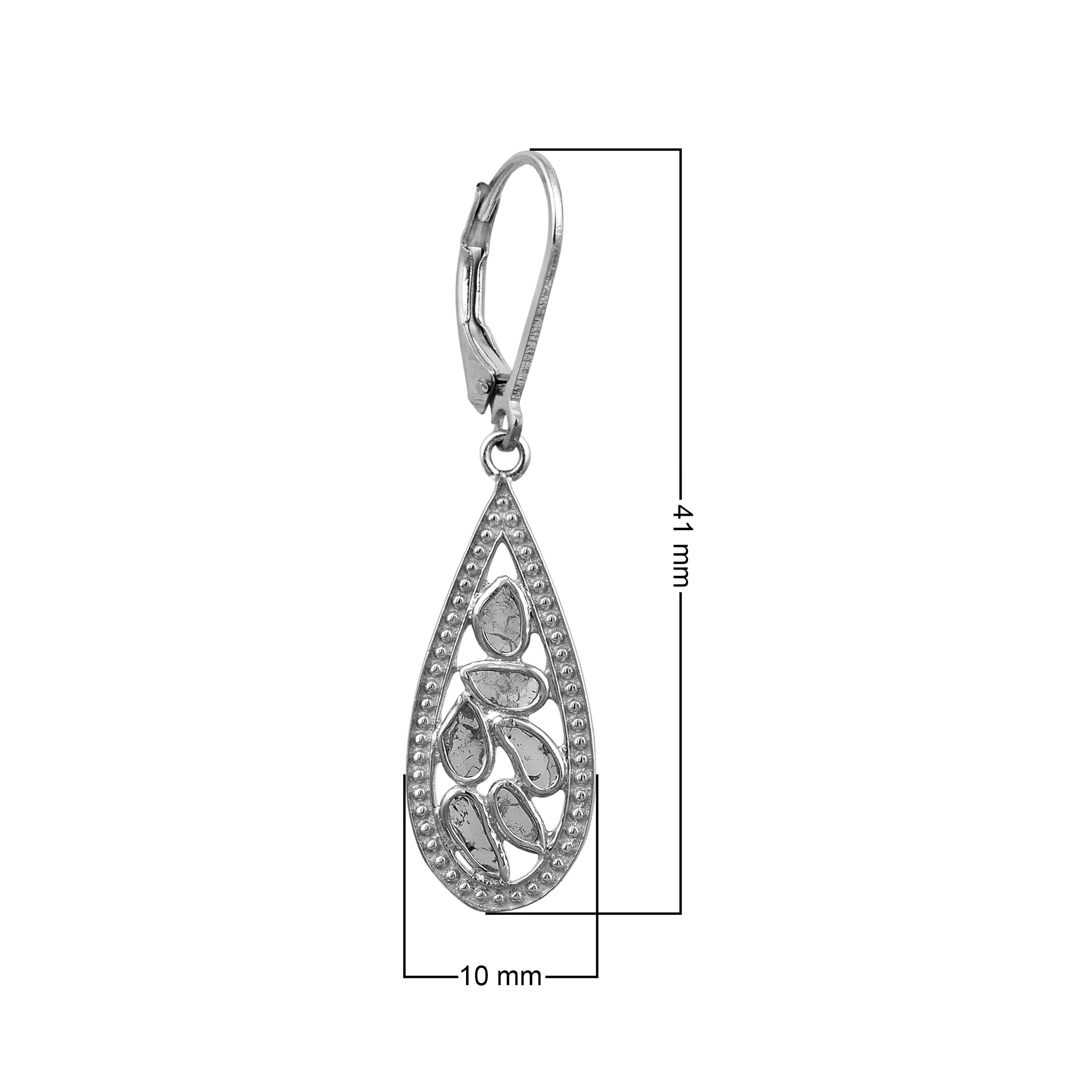 0.50 CTW Polki Diamond Lever Back Classy Earrings