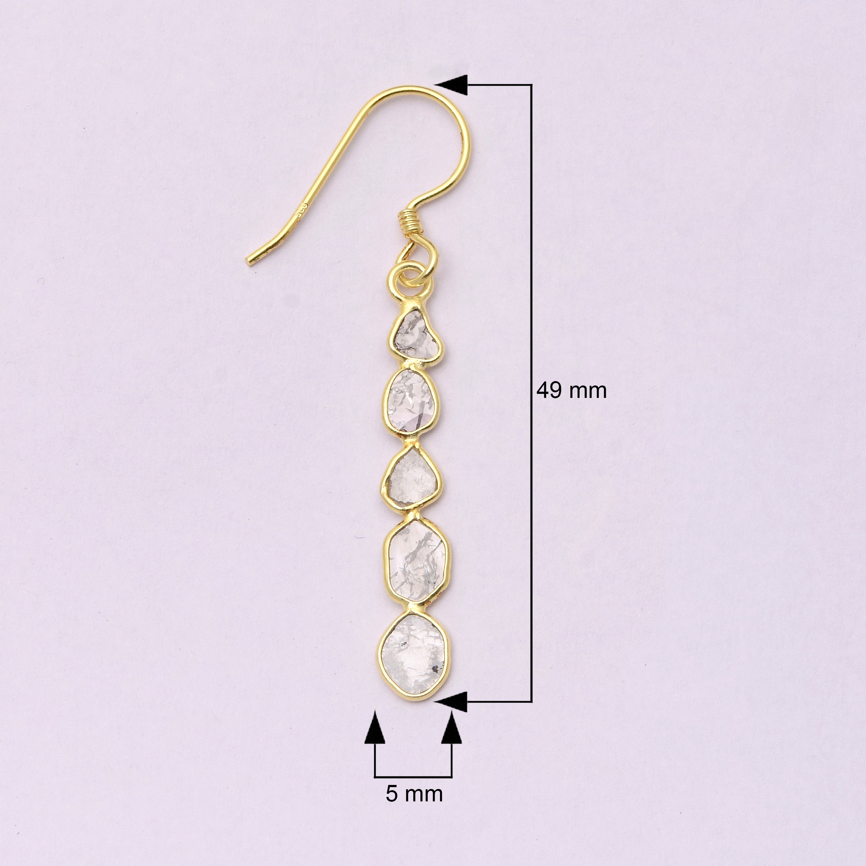 2.00 CTW  Diamond Polki Running Dangle Earrings