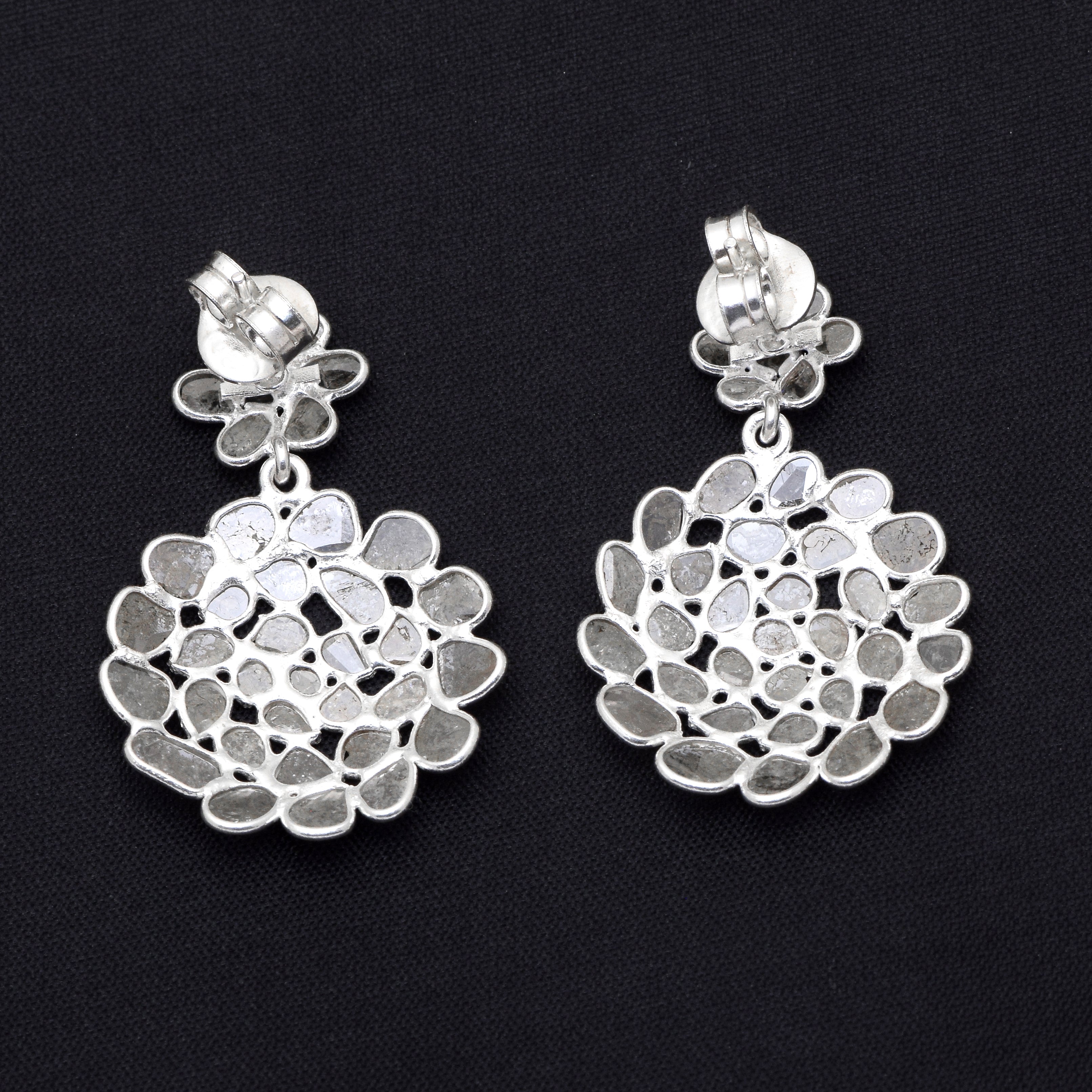 4 CTW Diamond Polki Pear Dangle Earrings