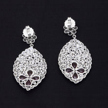 Load image into Gallery viewer, 5 CTW Diamond Polki Garnet Floral Dangle Earrings
