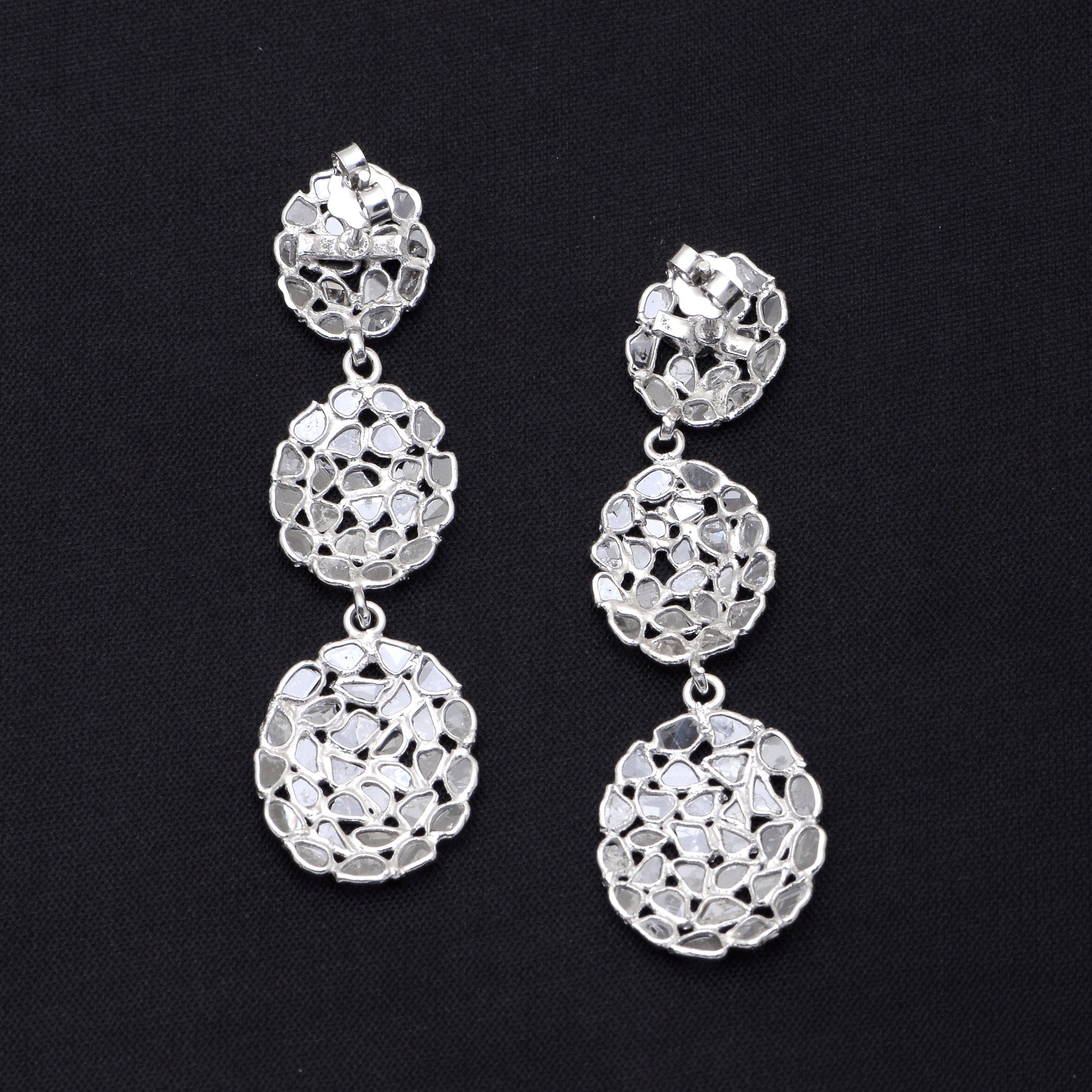 6 CTW Diamond Polki Long Chain Dangle Earrings