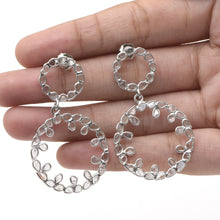 Load image into Gallery viewer, 3.50 CTW Diamond Polki Double Circle Dangle Earrings
