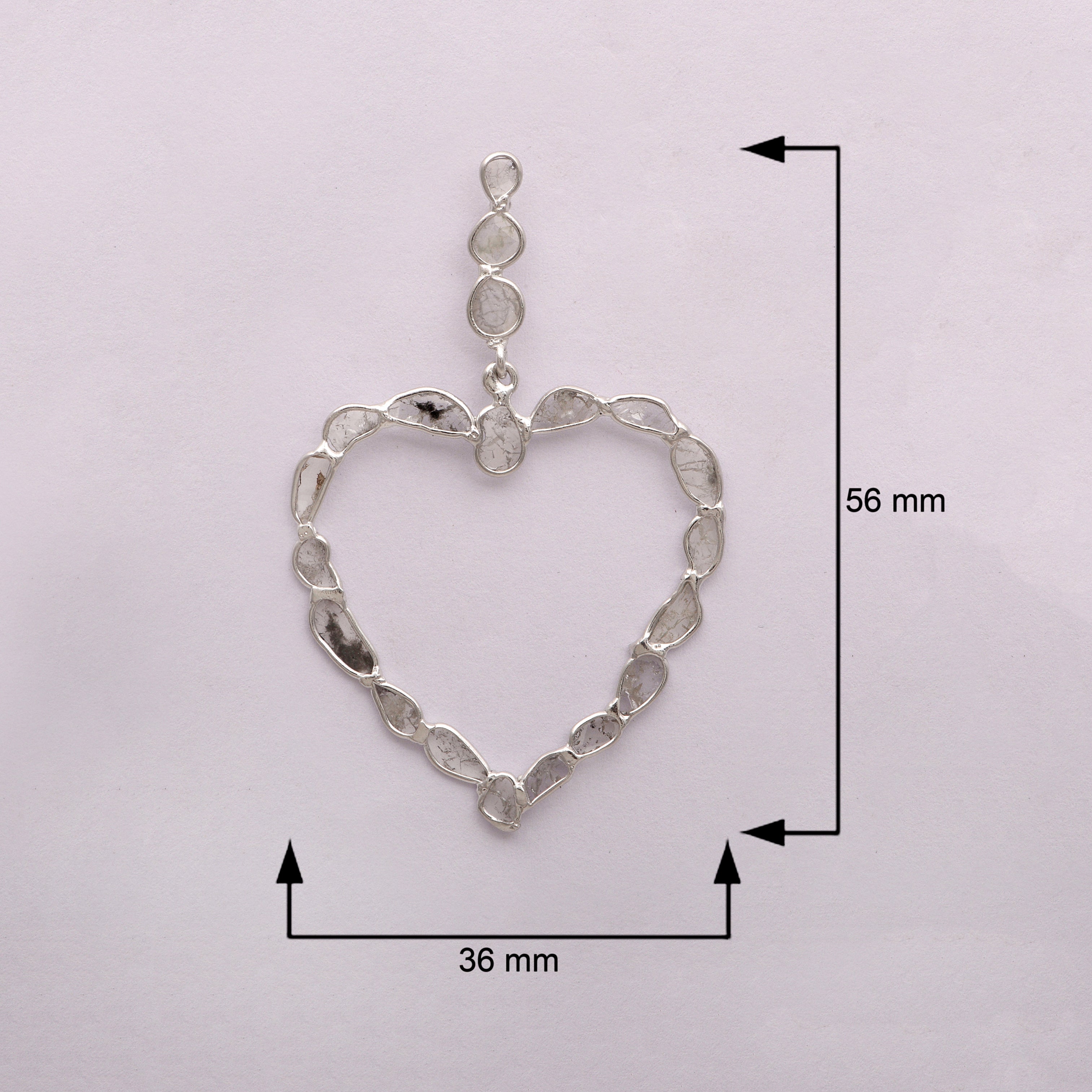 3.00 CTW Uncut Polki Diamond Love Heart Earrings