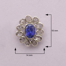 Load image into Gallery viewer, Diamond Polki Tanzanite Small Floral Pendant Set
