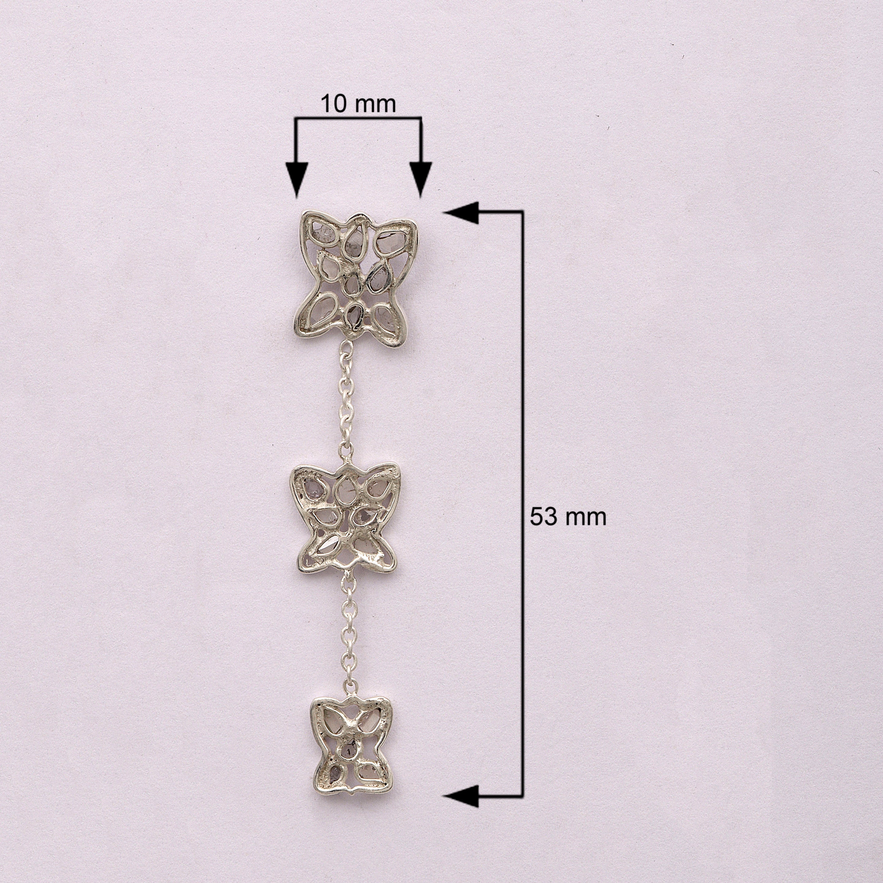 2 CTW Diamond Polki Long Dangle Earrings