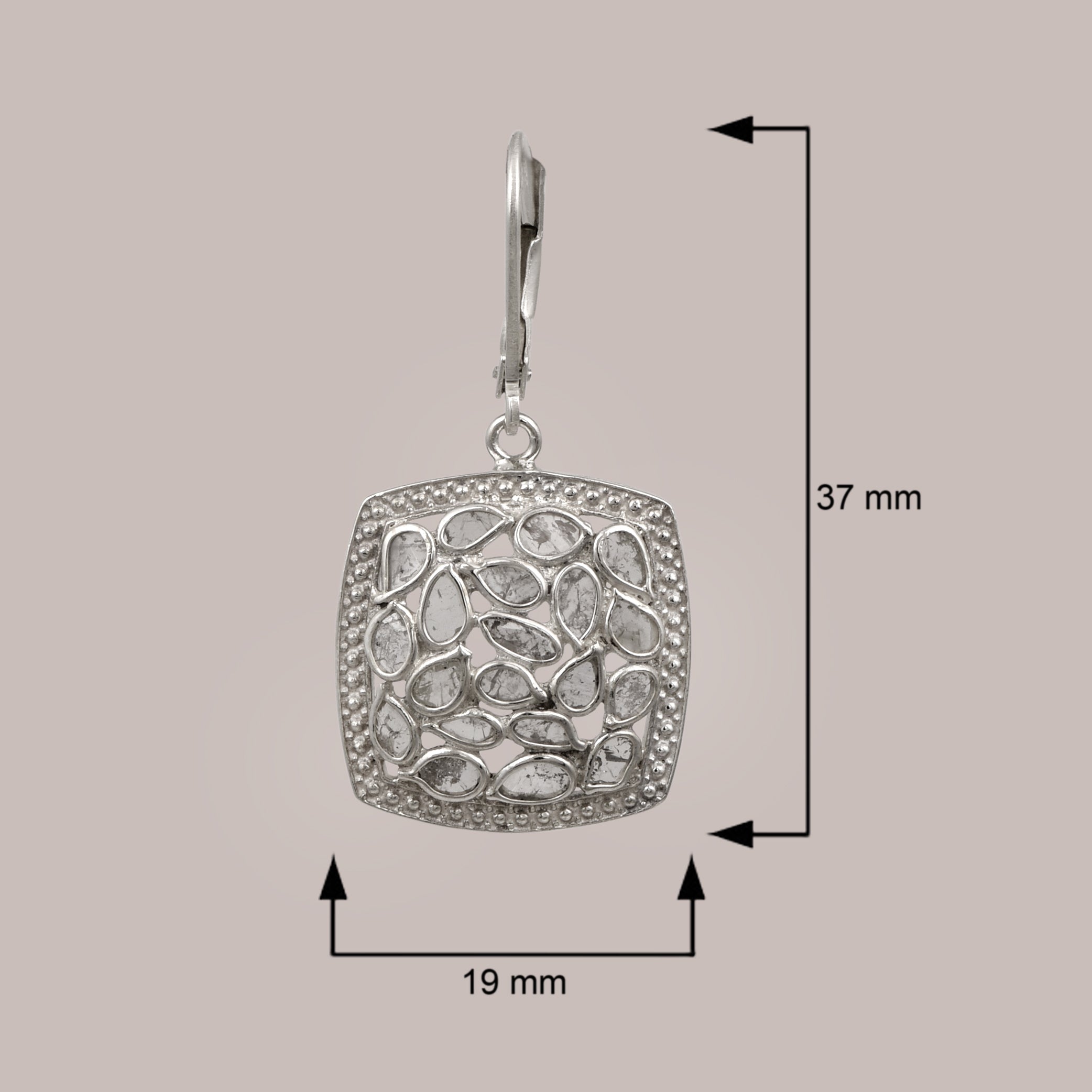 1.50 CTW Diamond Polki Square Dangle Earring