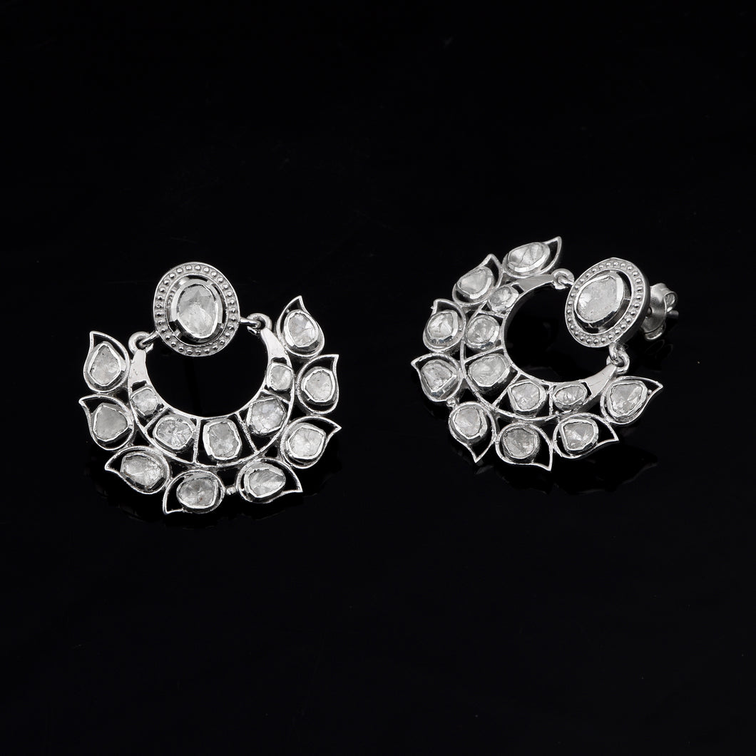 1.80 CTW Diamond Polki Chandbali Earrings