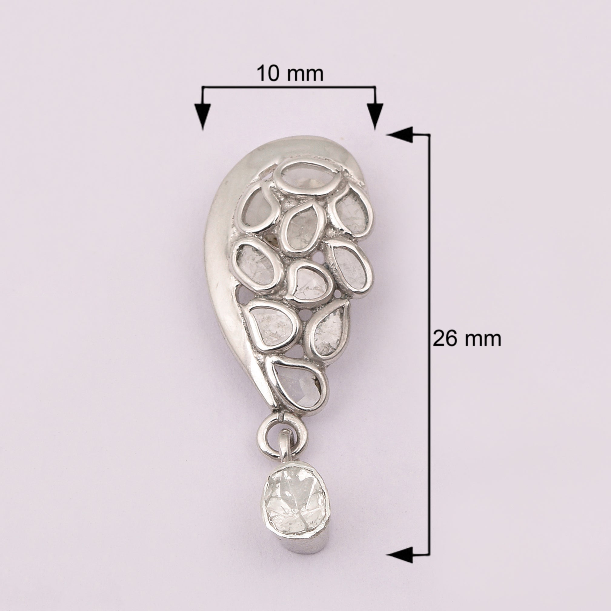 1 CTW Diamond Polki Half Heart Dangles Earrings