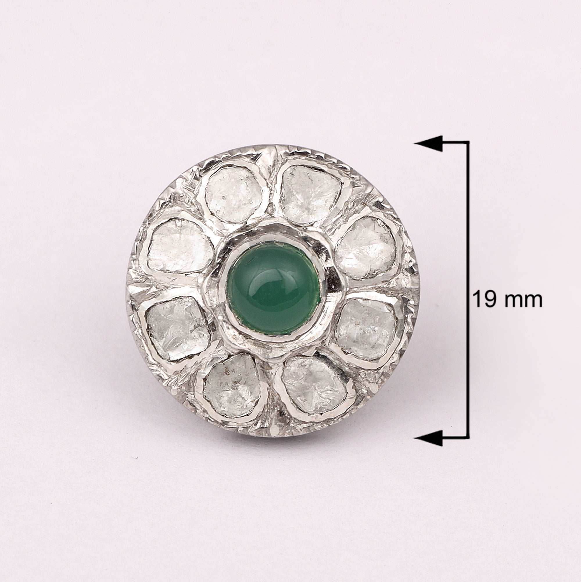 1.50 CTW Diamond Polki Green Onyx Round Studs