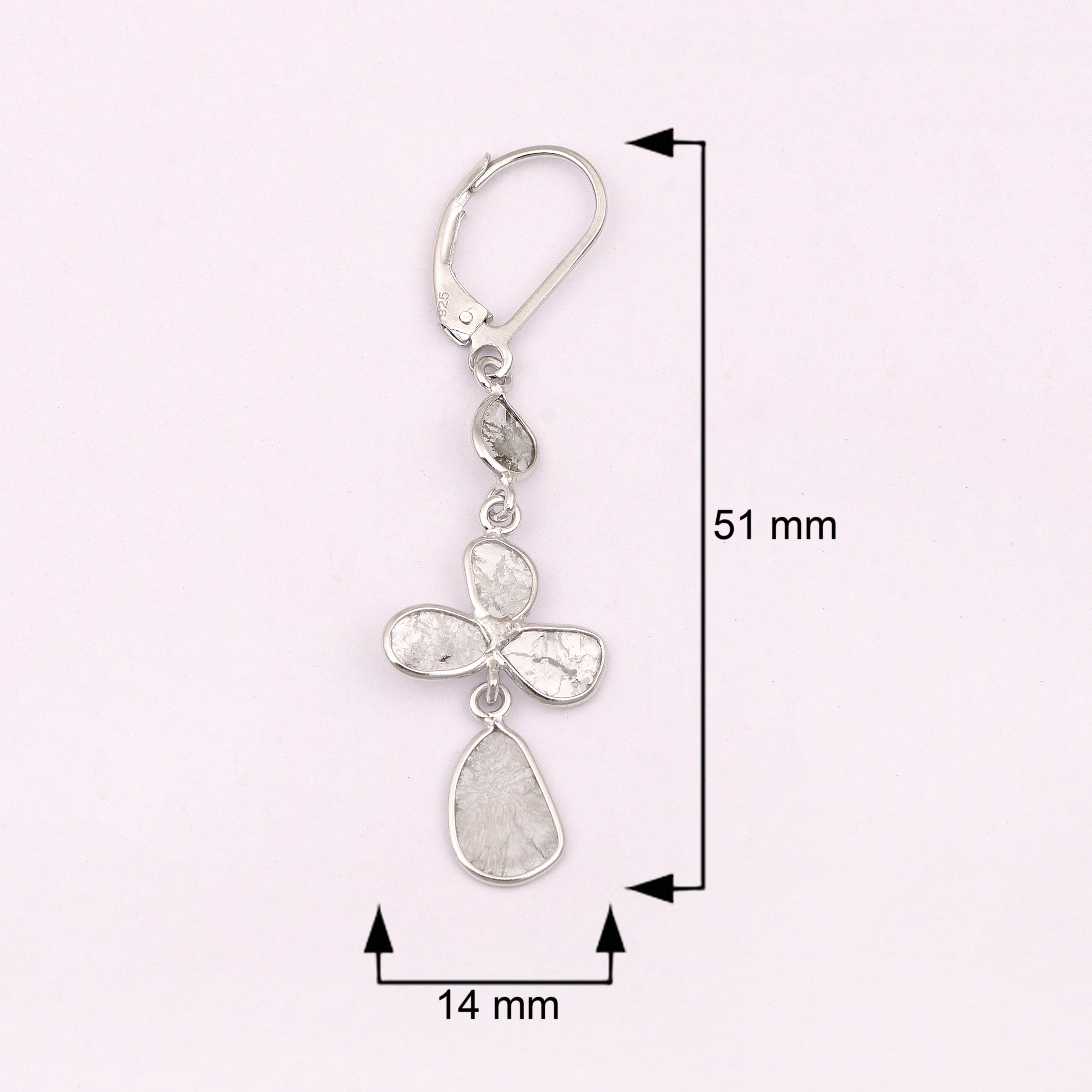 0.50 CTW Diamond Polki Dangles Handmade Earrings