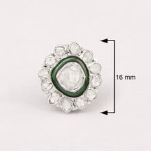 Load image into Gallery viewer, 1.50 CTW Diamond Polki Green Enamel Round Studs
