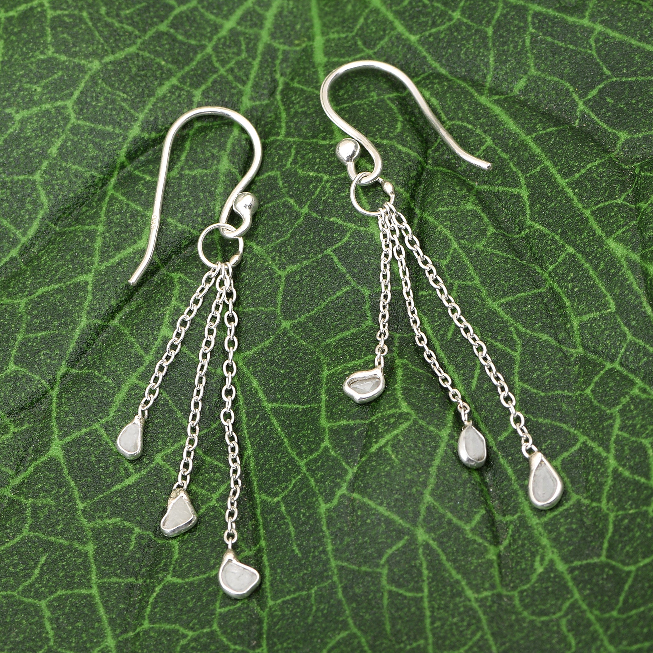 0.50 CTW Diamond Polki Thread Earrings