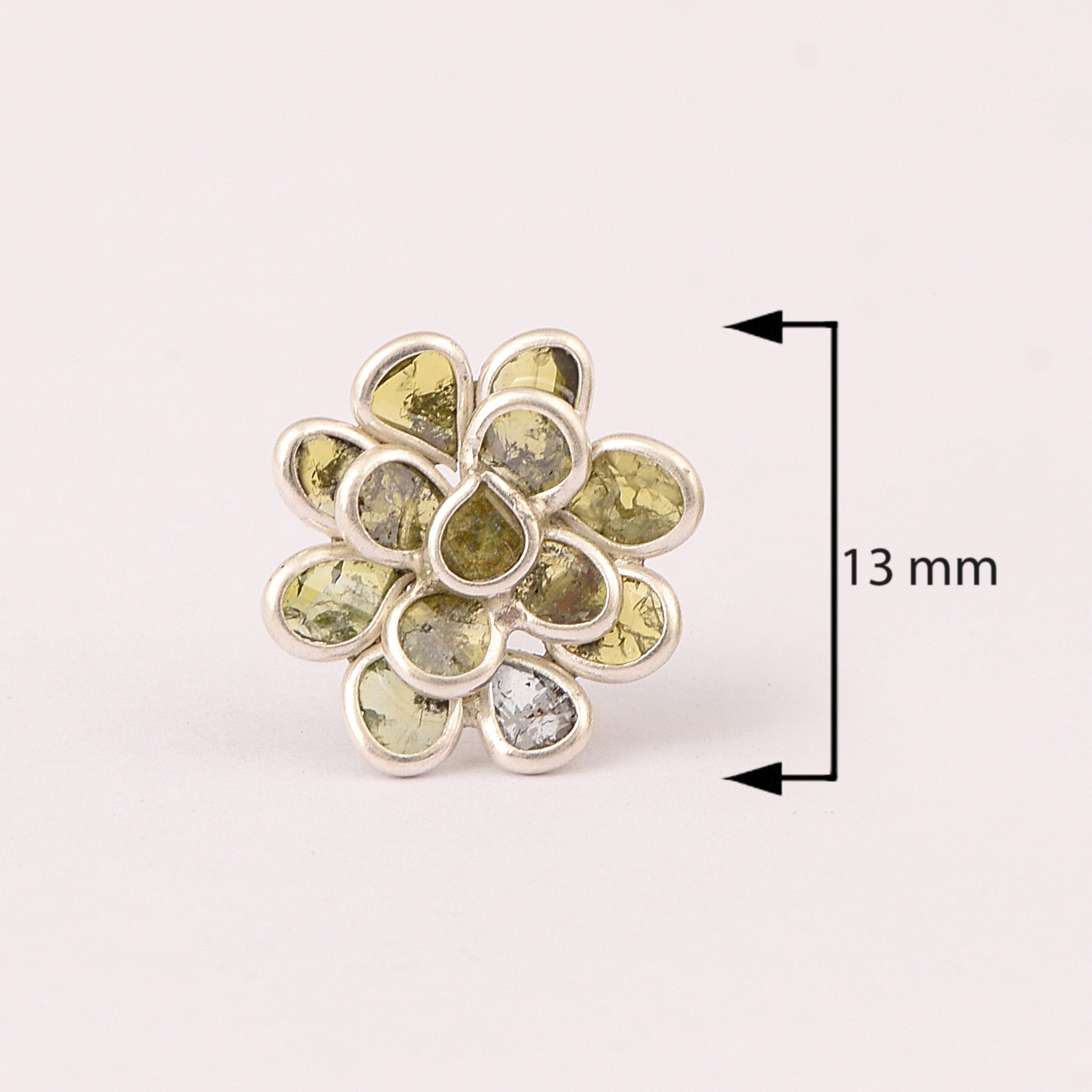 2 CTW Yellow Diamond Polki 3D Flower Stud Earrings
