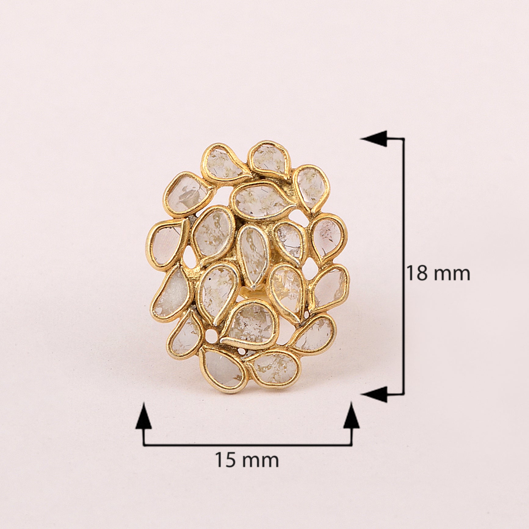 2 CTW Diamond Polki Cluster Studs