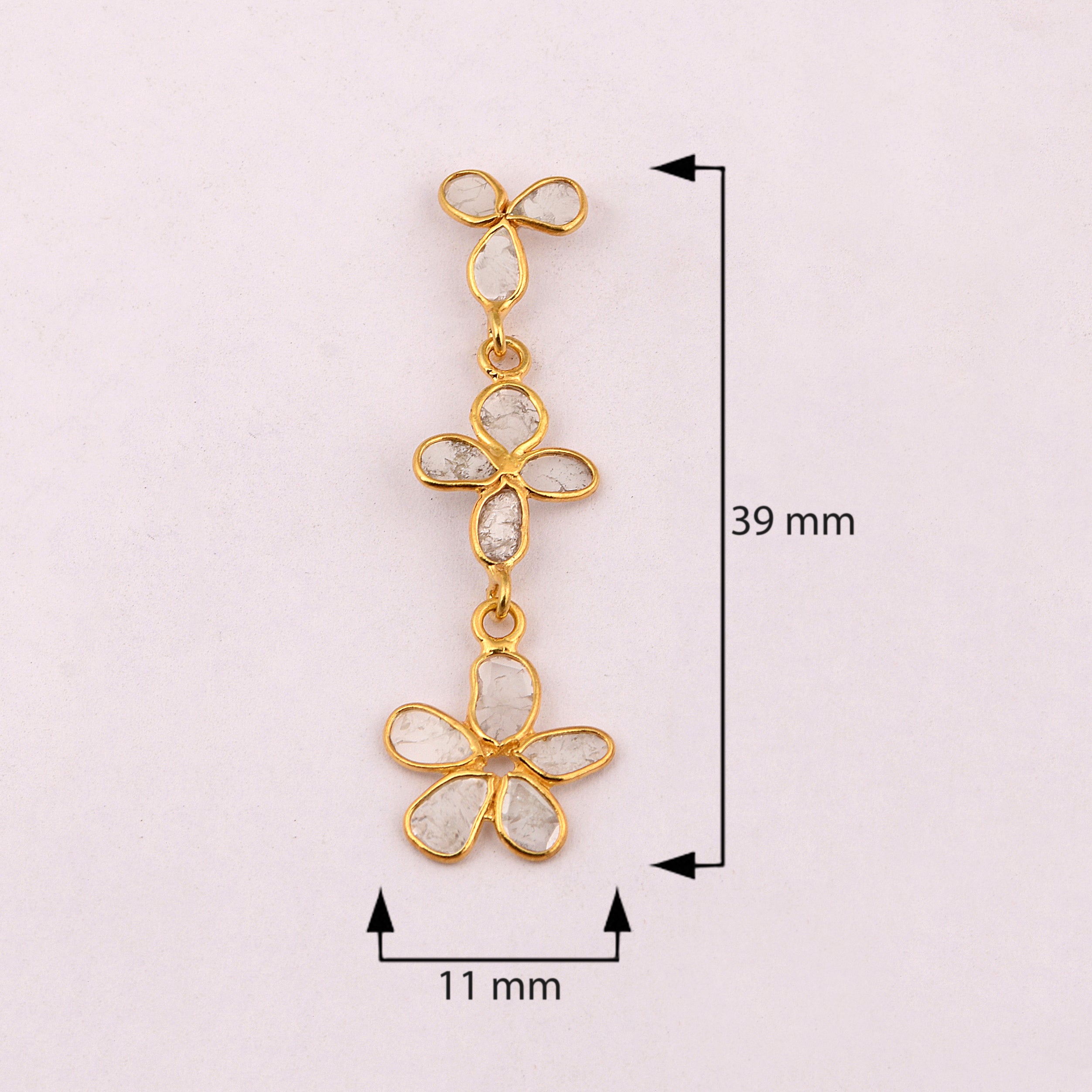 1.20 CTW Diamond Polki Flower Dangle Earrings