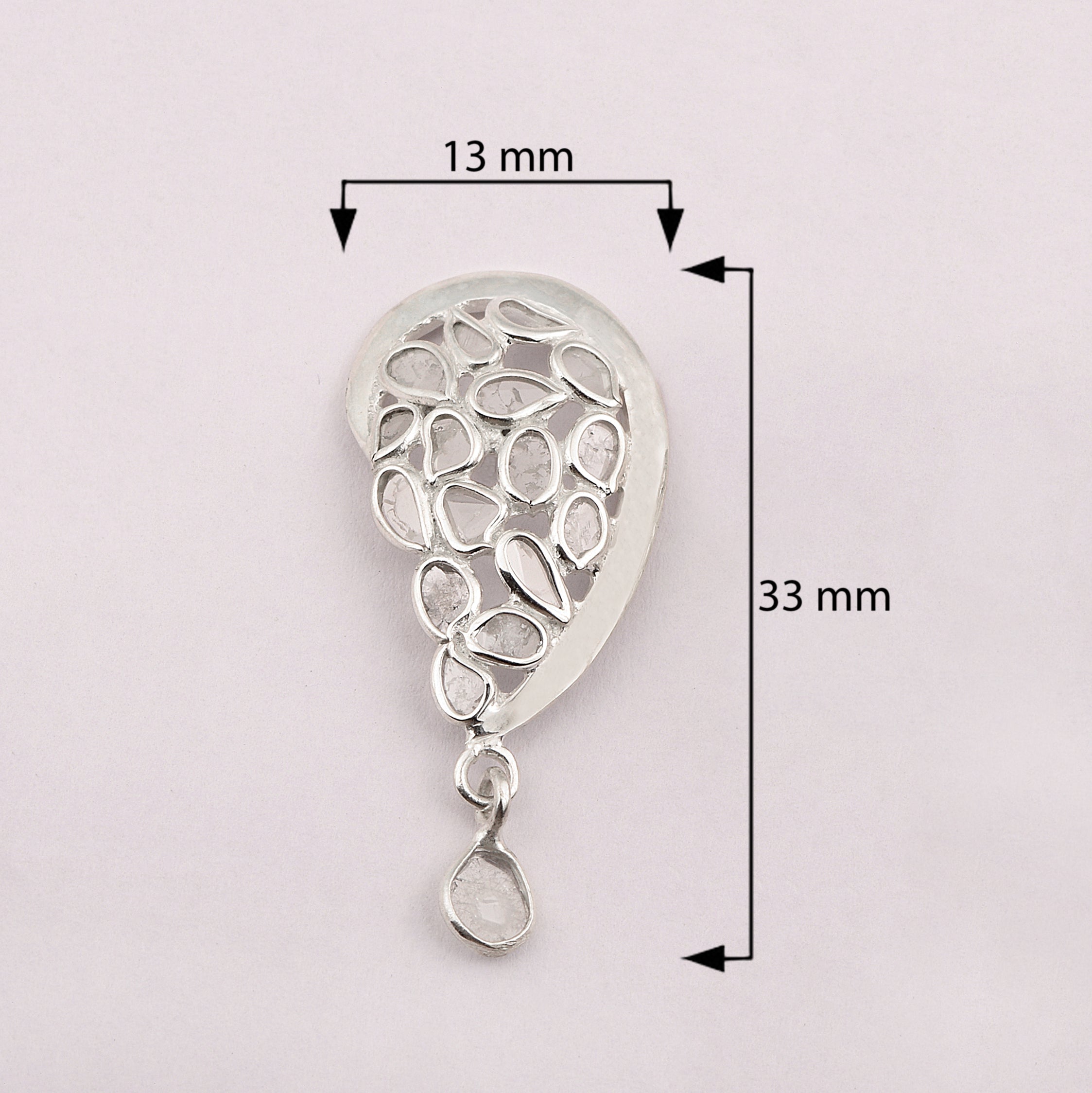 1 CTW Diamond Polki Half Heart Dangles Earrings