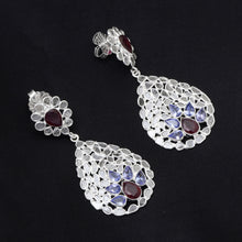 Load image into Gallery viewer, 6 CTW Diamond Polki Tanzanite Ruby Floral Dangle Earrings

