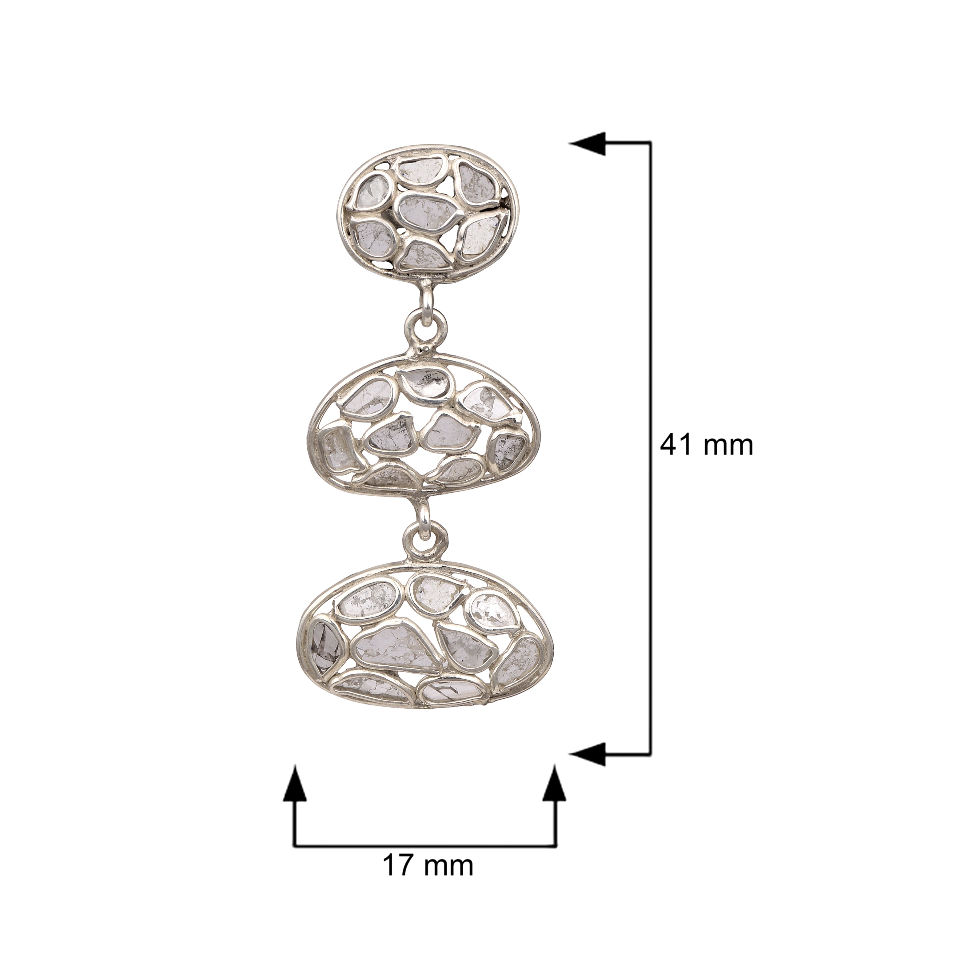 2 CTW Diamond Polki Long Dangle Earrings