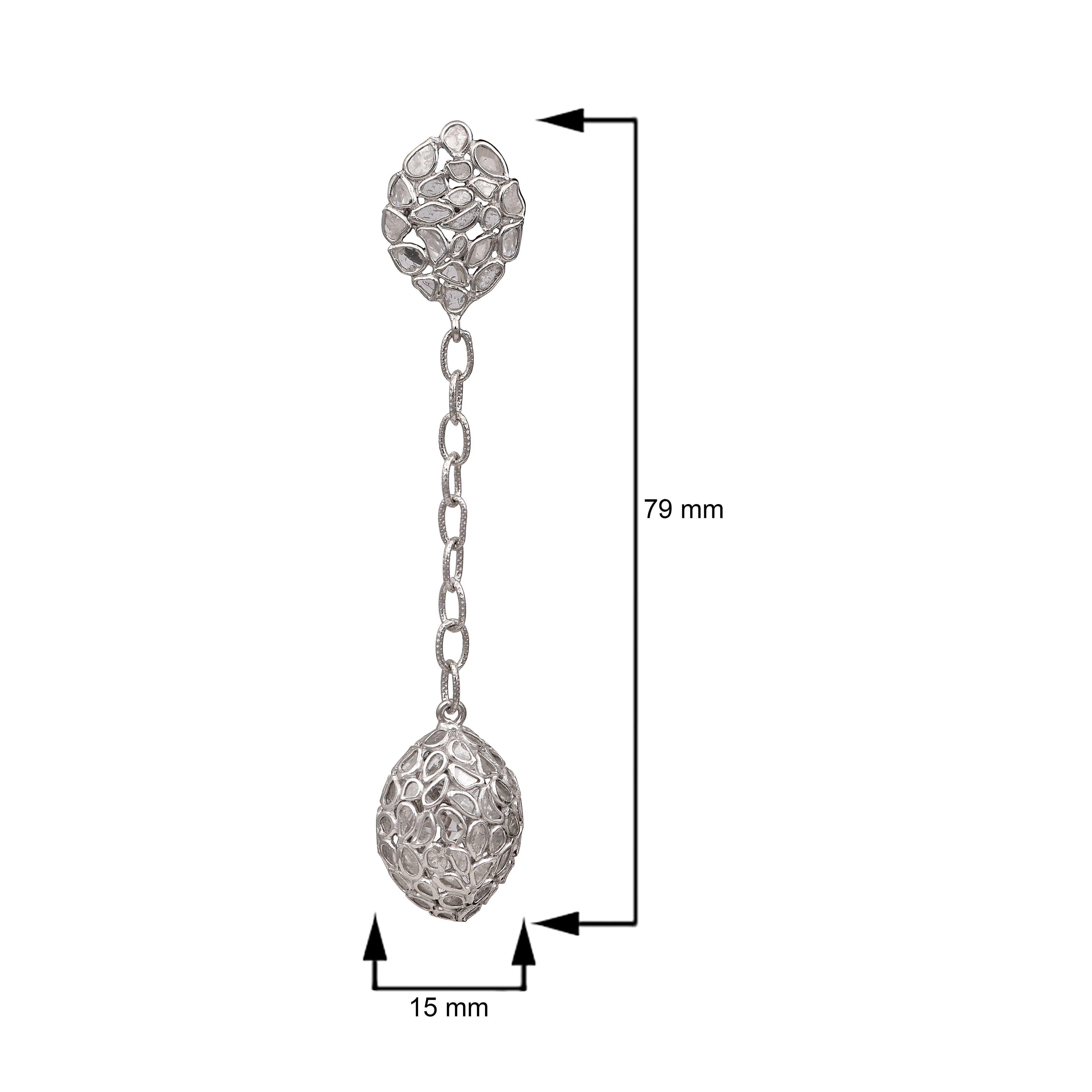 6.50 CTW Diamond Polki Long Chain Dangle Earrings