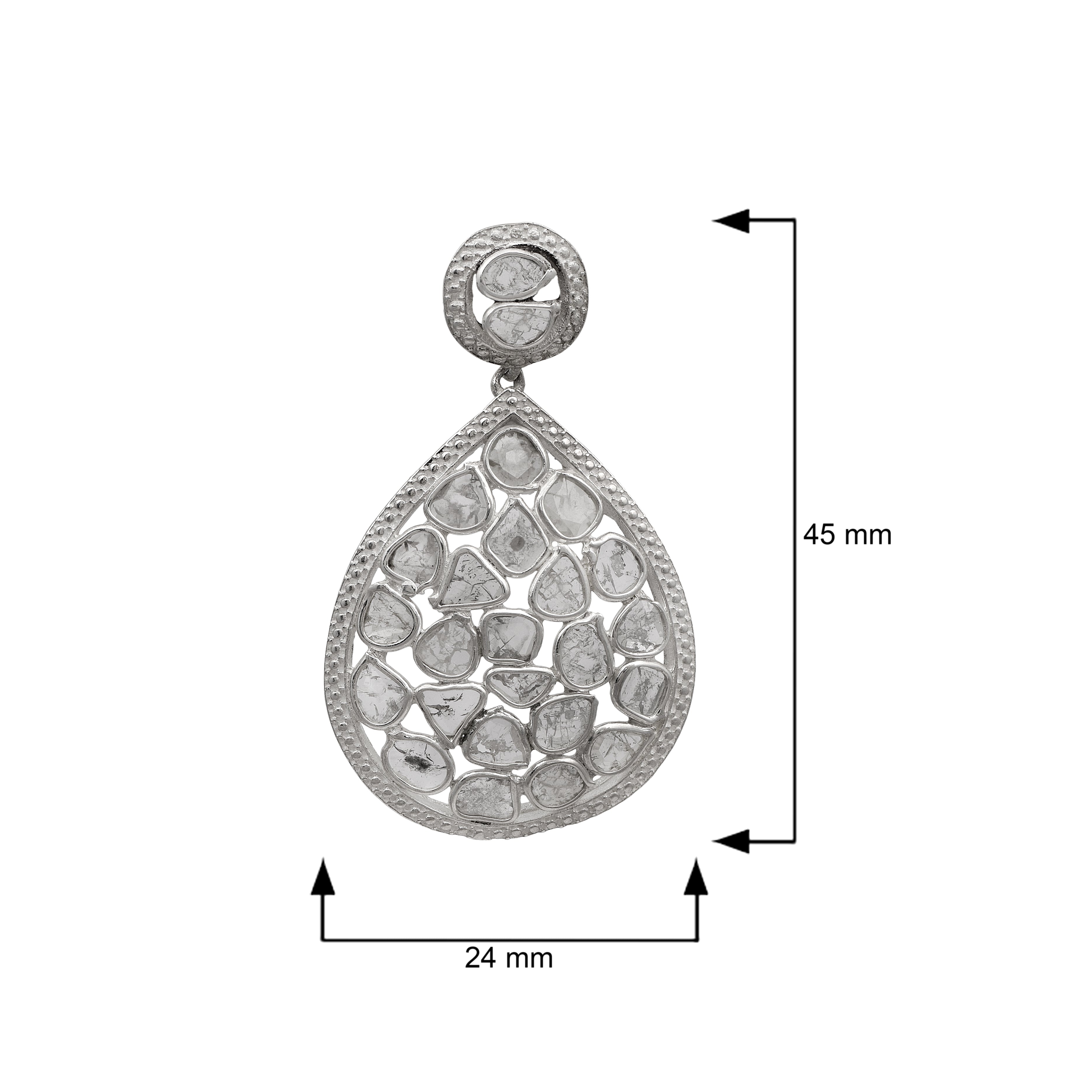 4.50 CTW Diamond Polki Pear Shape Dangle Earrings