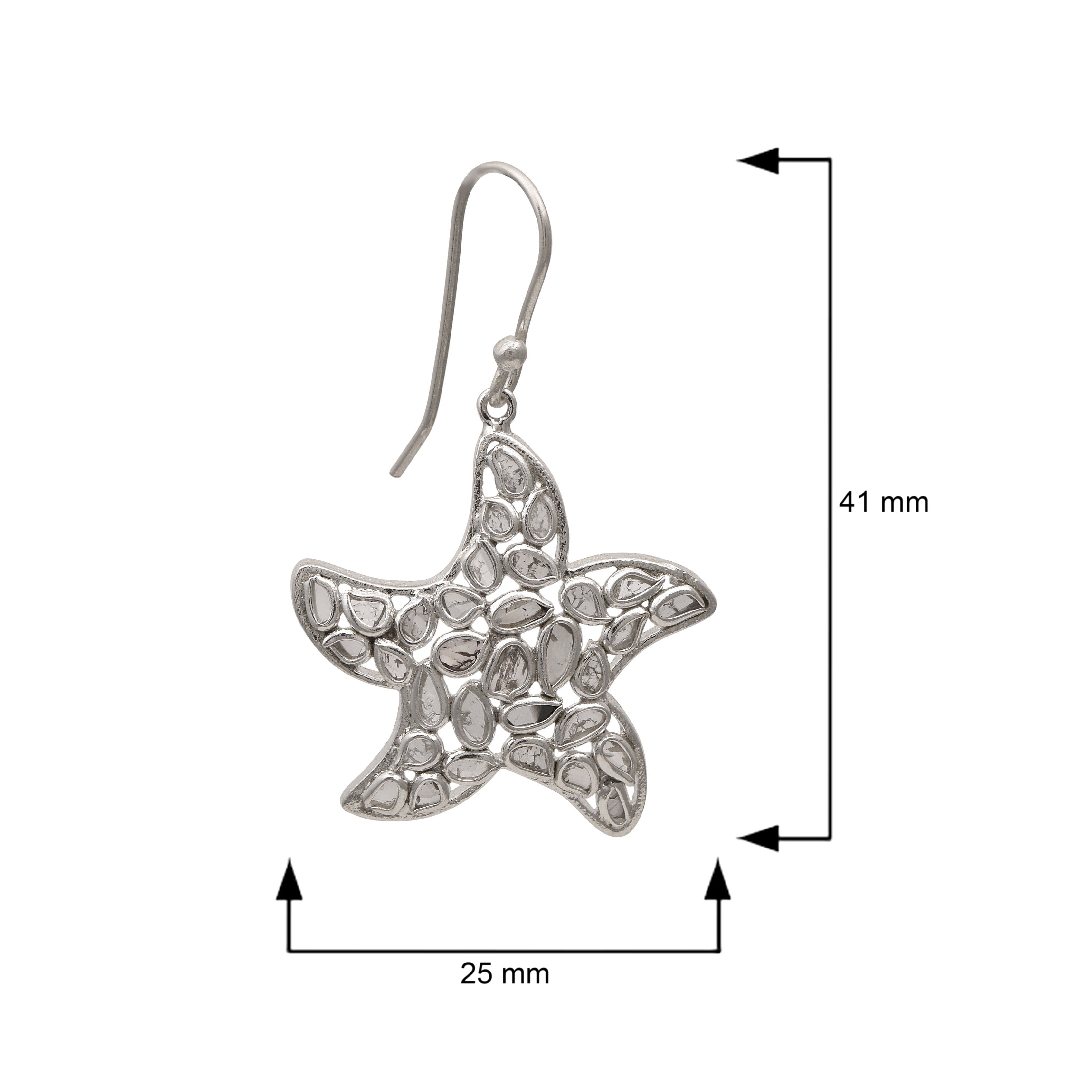 2 CTW Diamond Polki Starfish Earrings