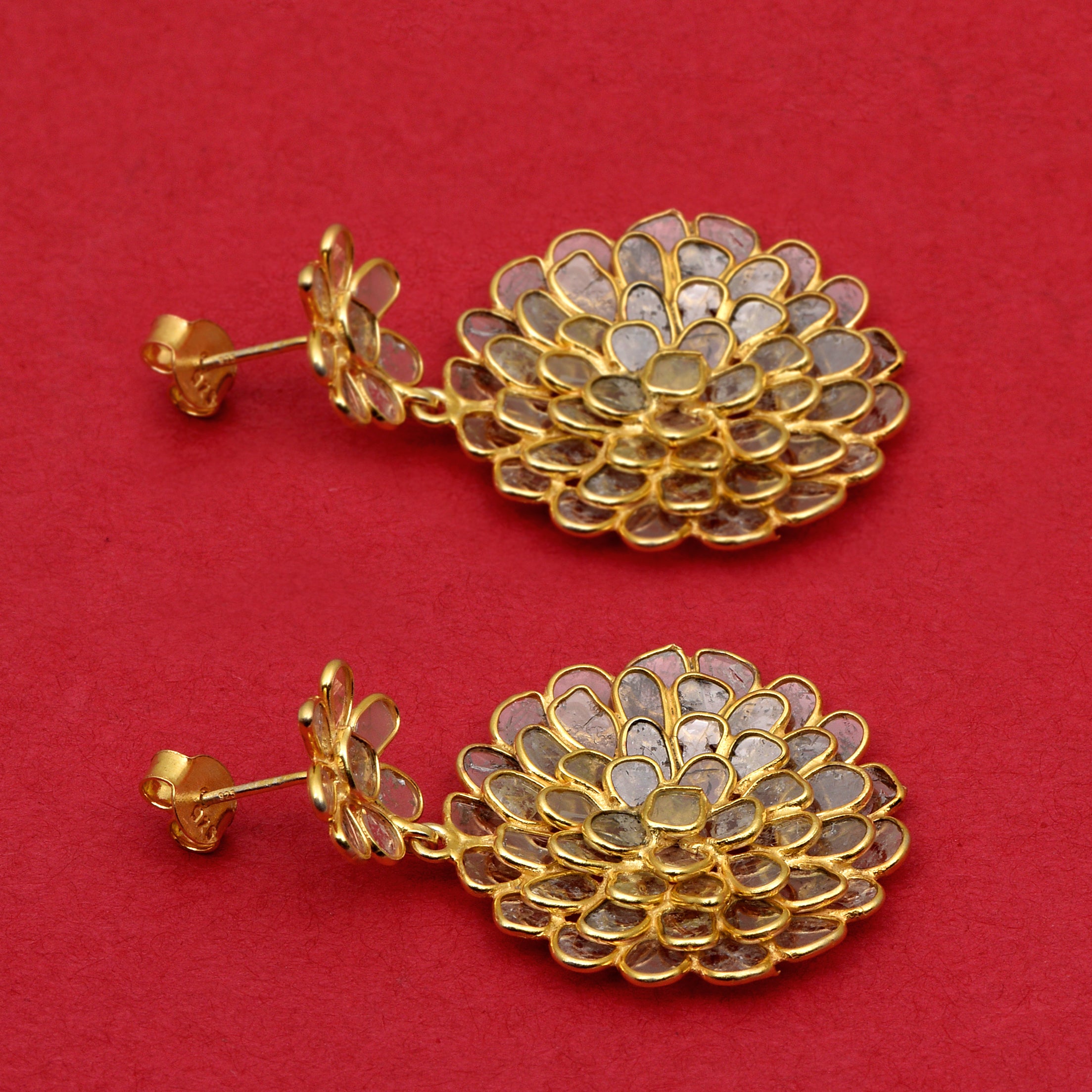 5 CTW Diamond Polki 3D Floral Earrings