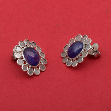 Load image into Gallery viewer, 2.50 CTW Diamond Polki Tanzanite Stud Earrings
