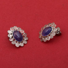Load image into Gallery viewer, 3 CTW Diamond Polki Tanzanite Stud Earrings
