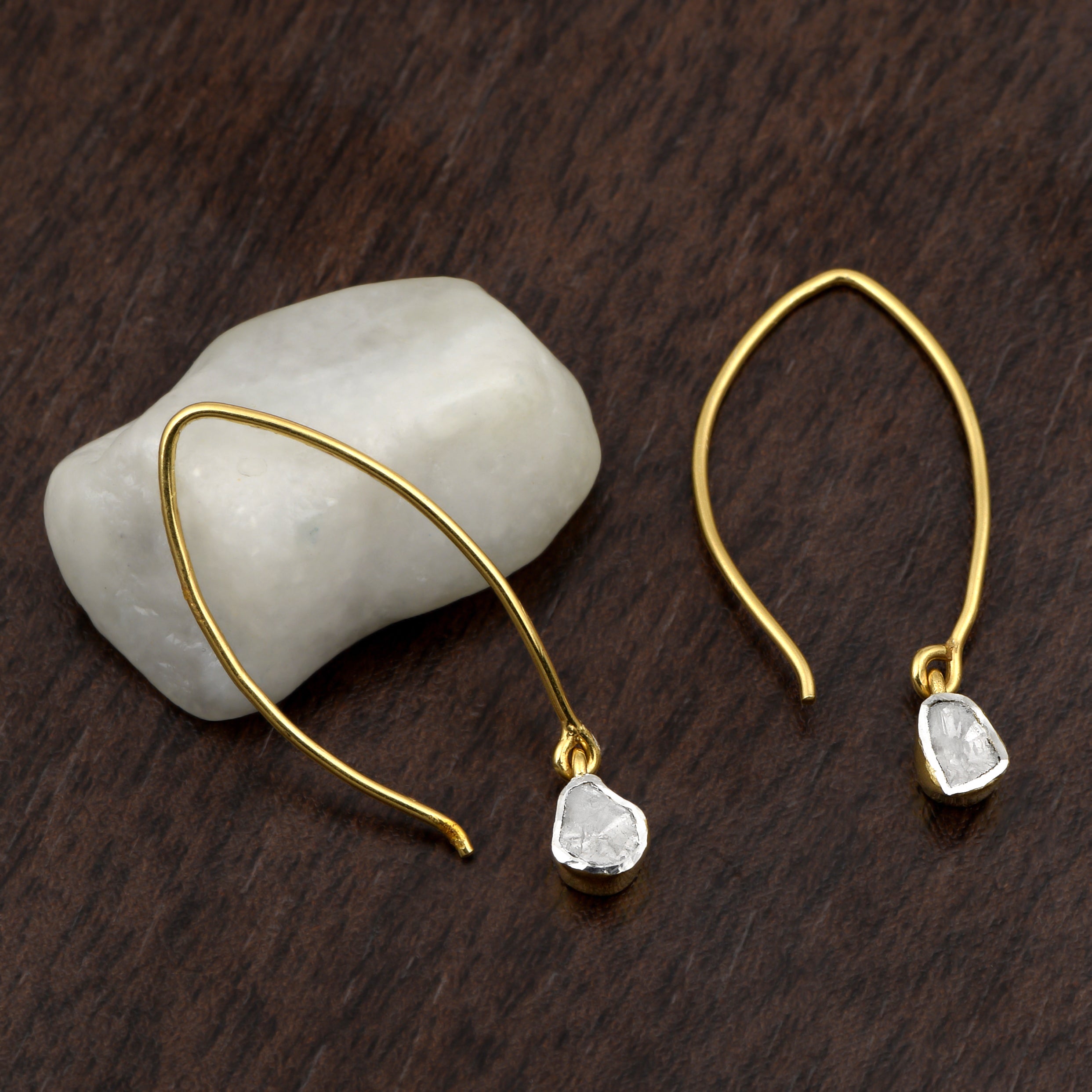 0.35 CTW Diamond Polki Dangle Earrings