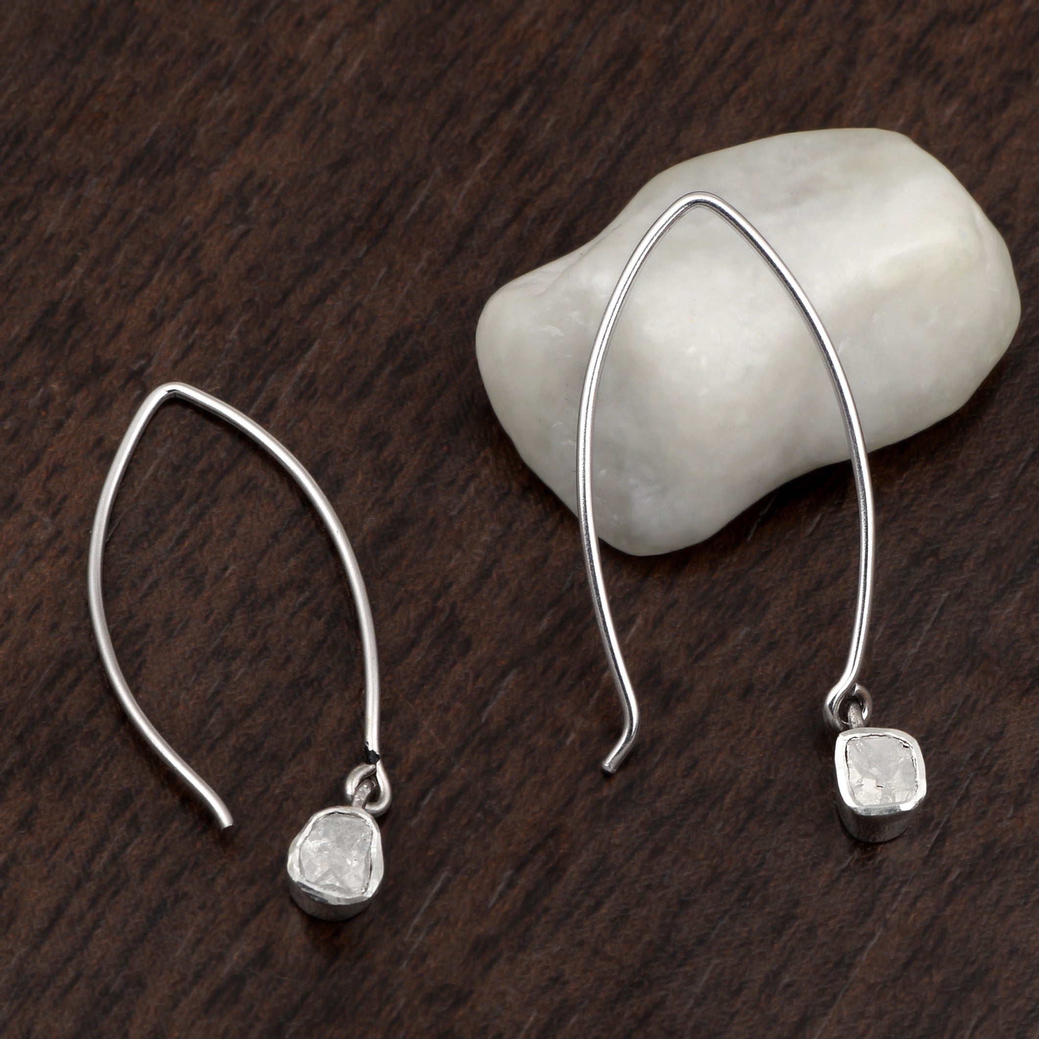 0.35 CTW  Diamond Polki Dangle Earrings