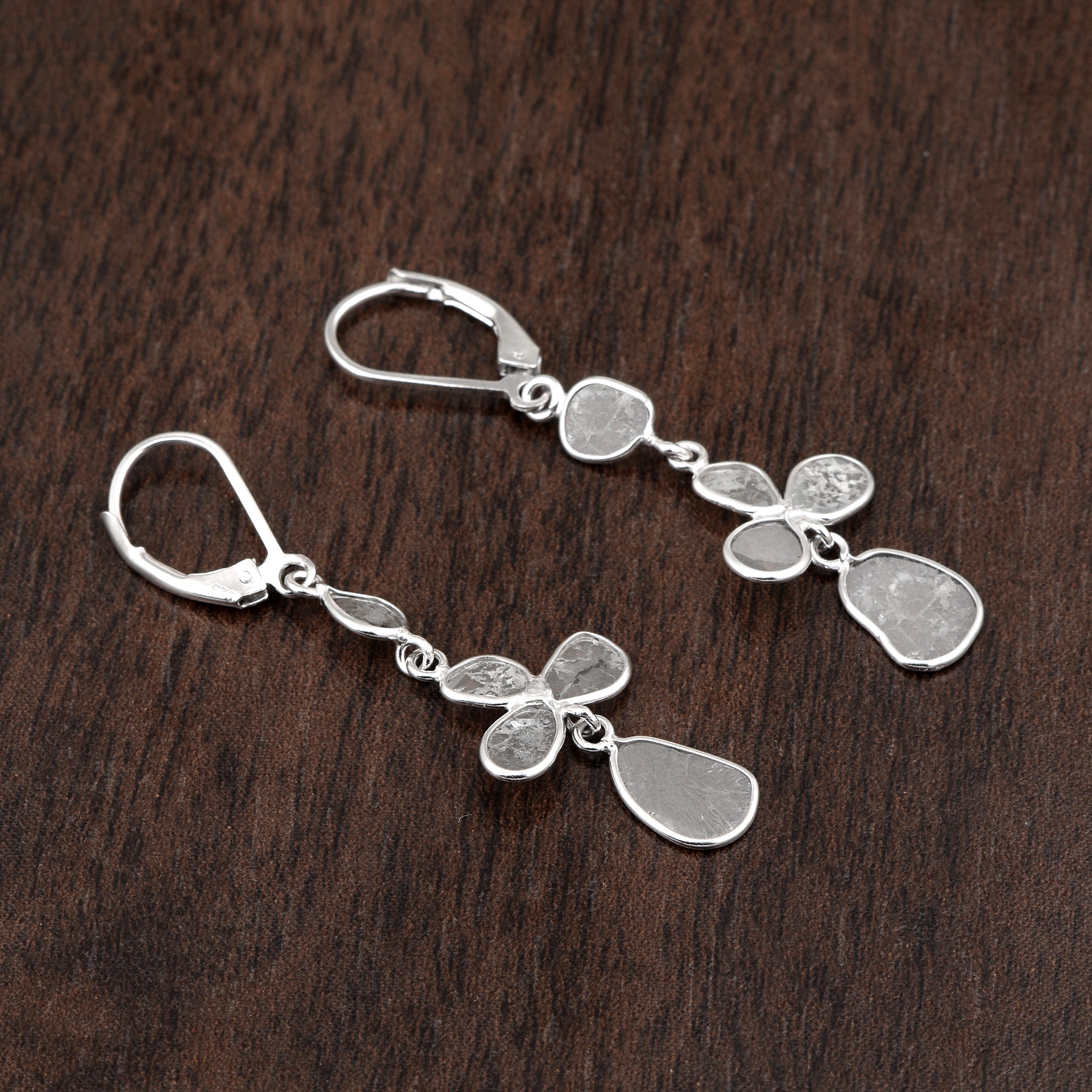 0.50 CTW Diamond Polki Dangles Handmade Earrings