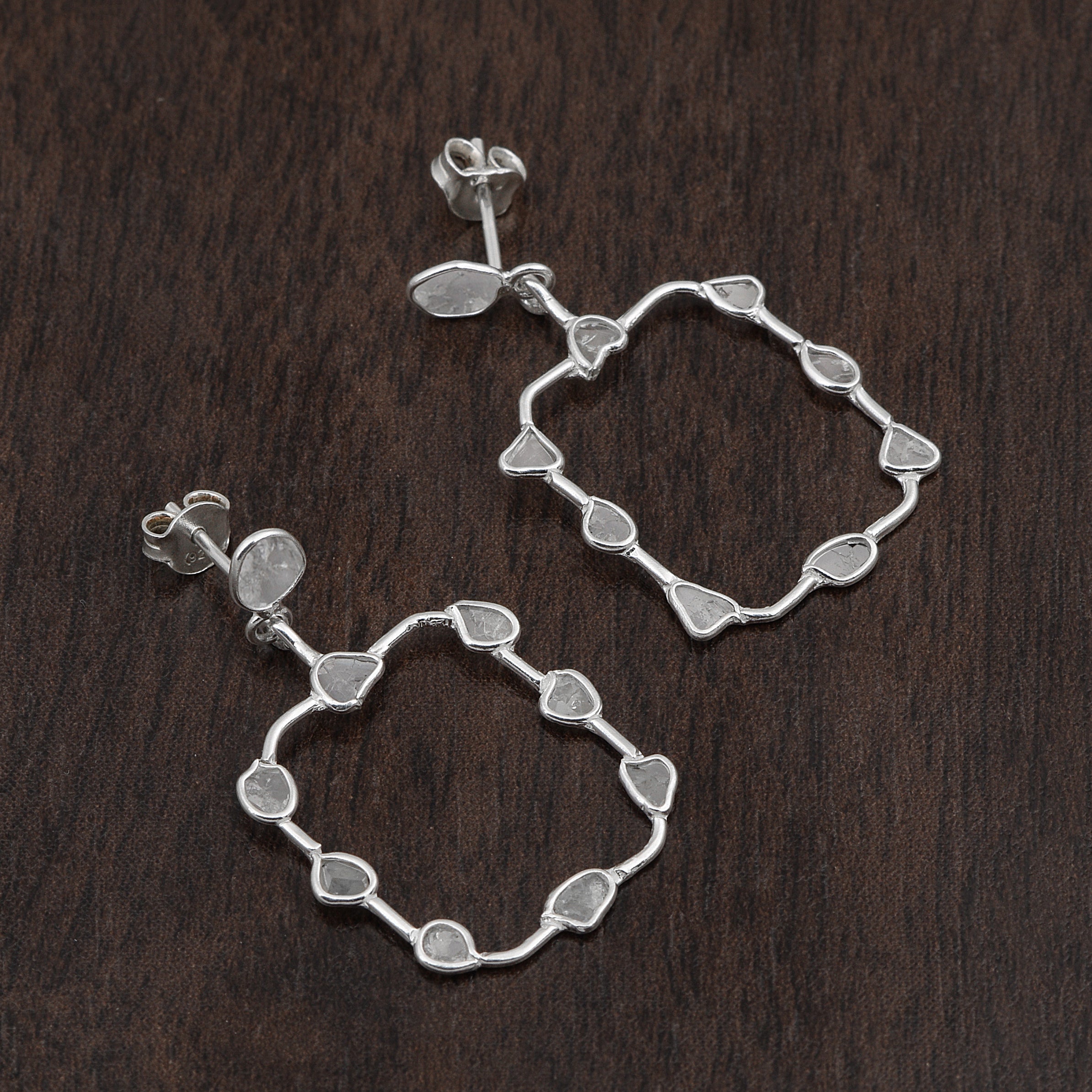 1 CTW Diamond Polki Square Dangle Earrings