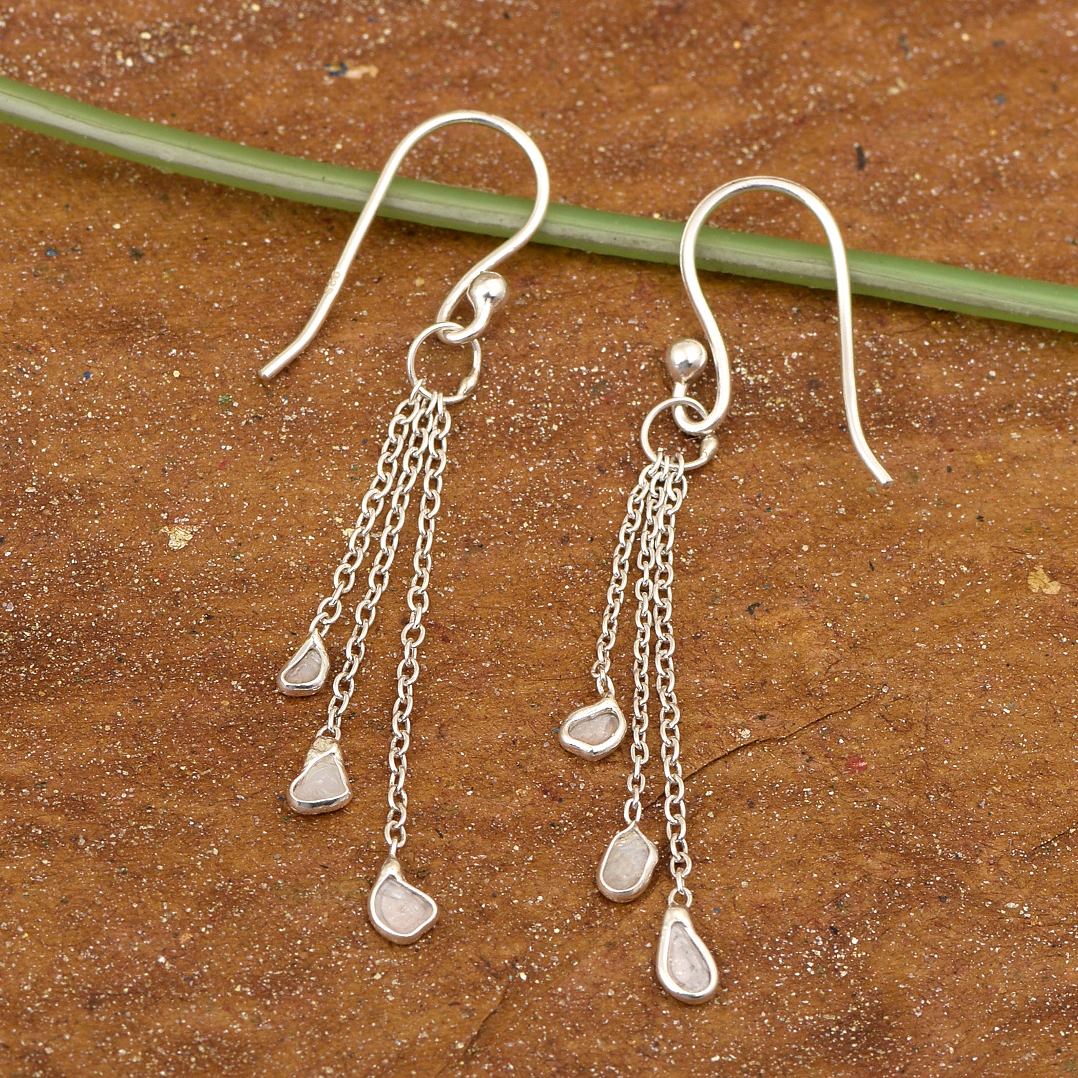 0.50 CTW Diamond Polki Thread Earrings